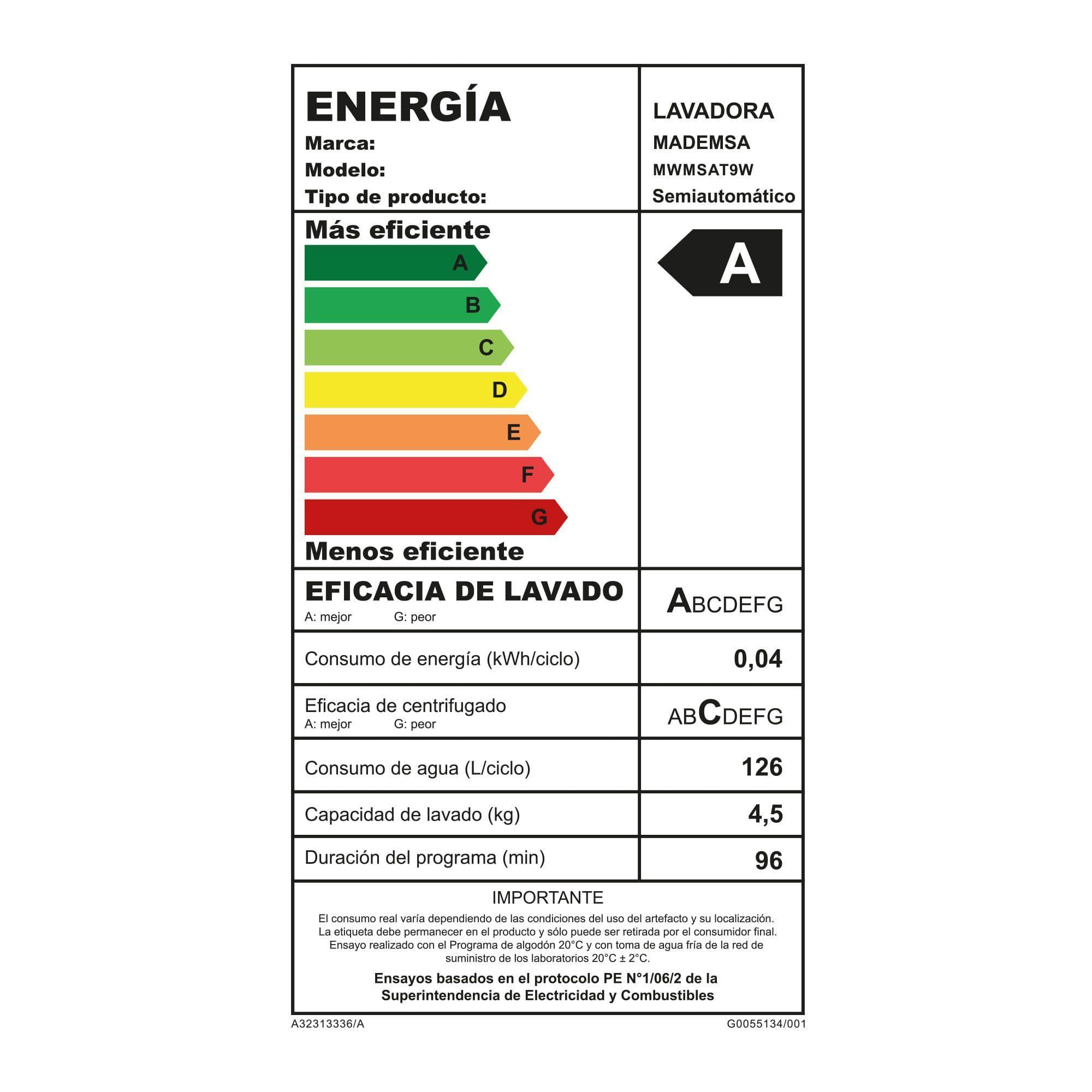 Lavadora Semi Automática Mademsa 9kg Carga Superior MWMSAT9W-8