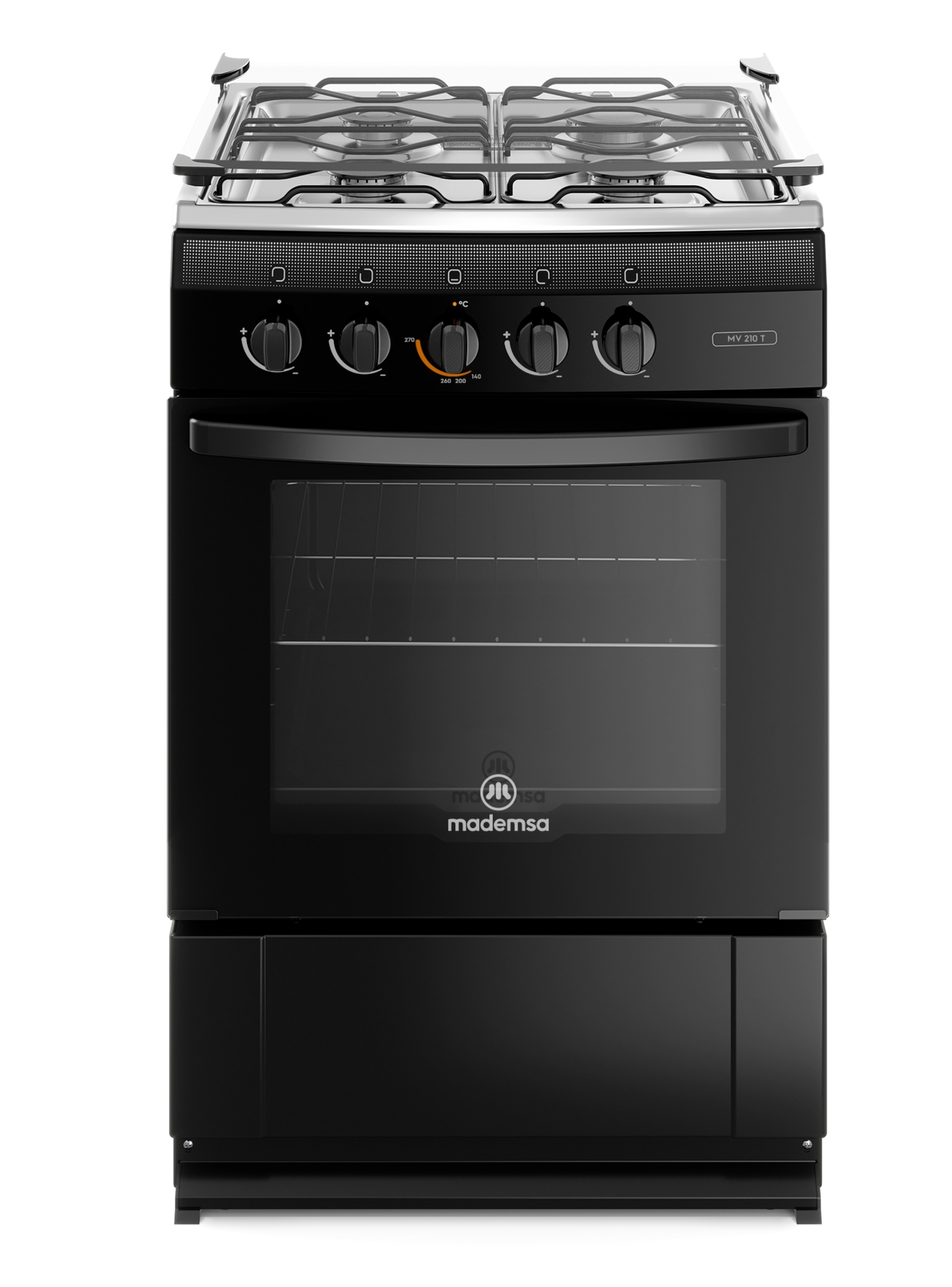 Cocina a Gas 4 Platos Mademsa Tapa Cubierta MV 210 T Negra-0