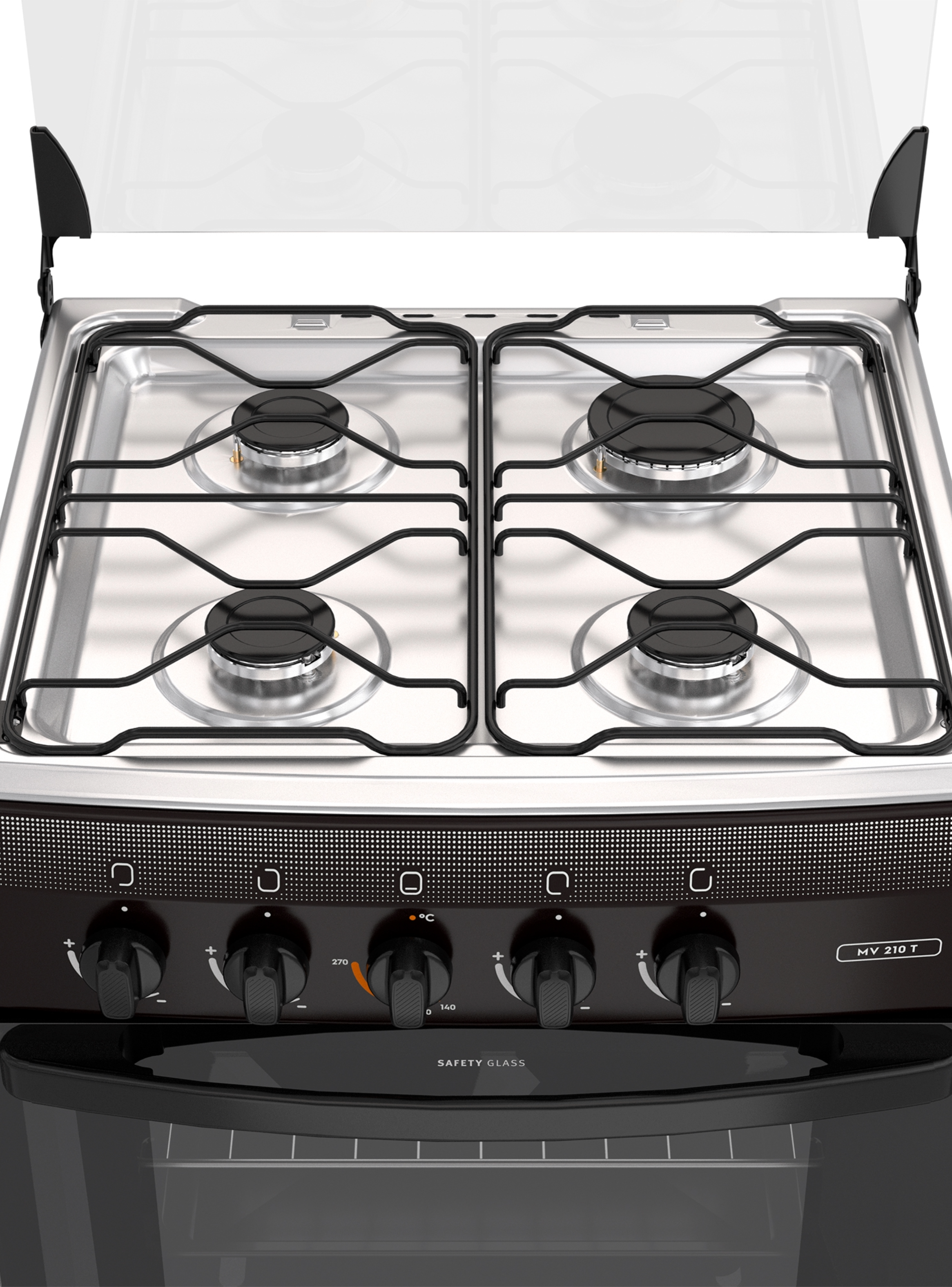 Cocina a Gas 4 Platos Mademsa Tapa Cubierta MV 210 T Negra-4
