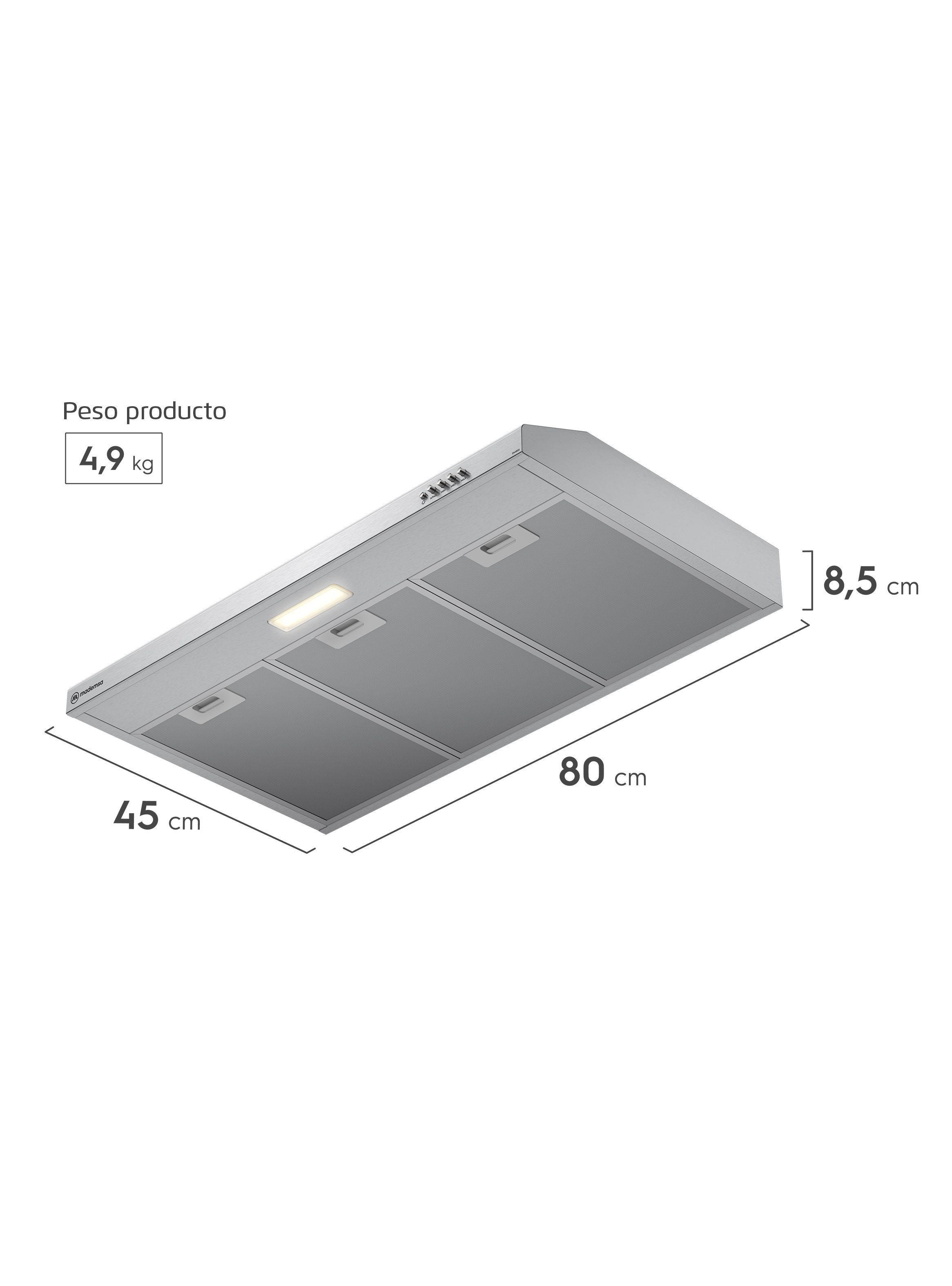 Campana de Cocina Extractora 80cm Gran Poder Succión DM8SS-2