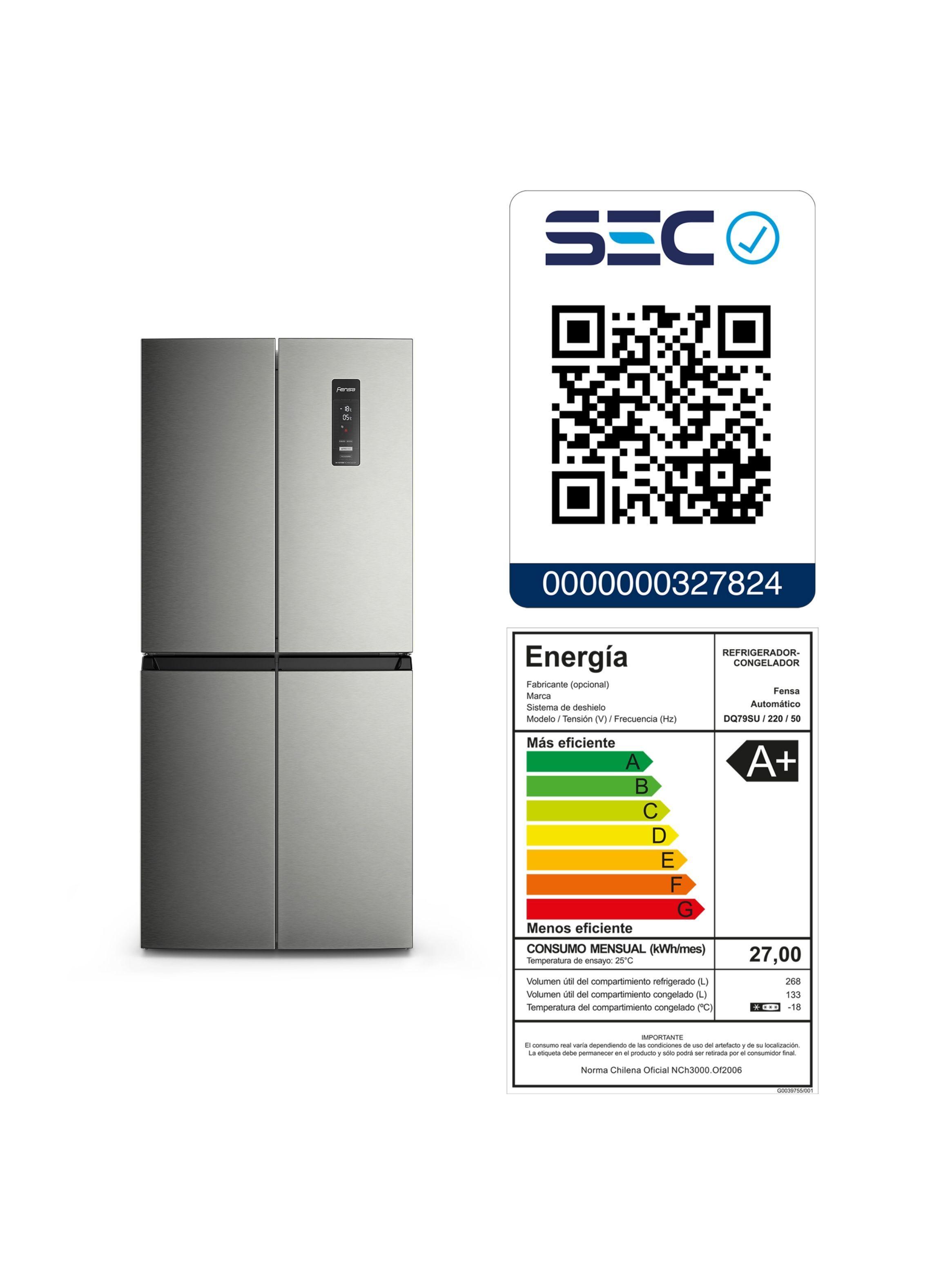 Refrigerador Fensa 401L No Frost 4 Puertas Inverter DQ79SU-7