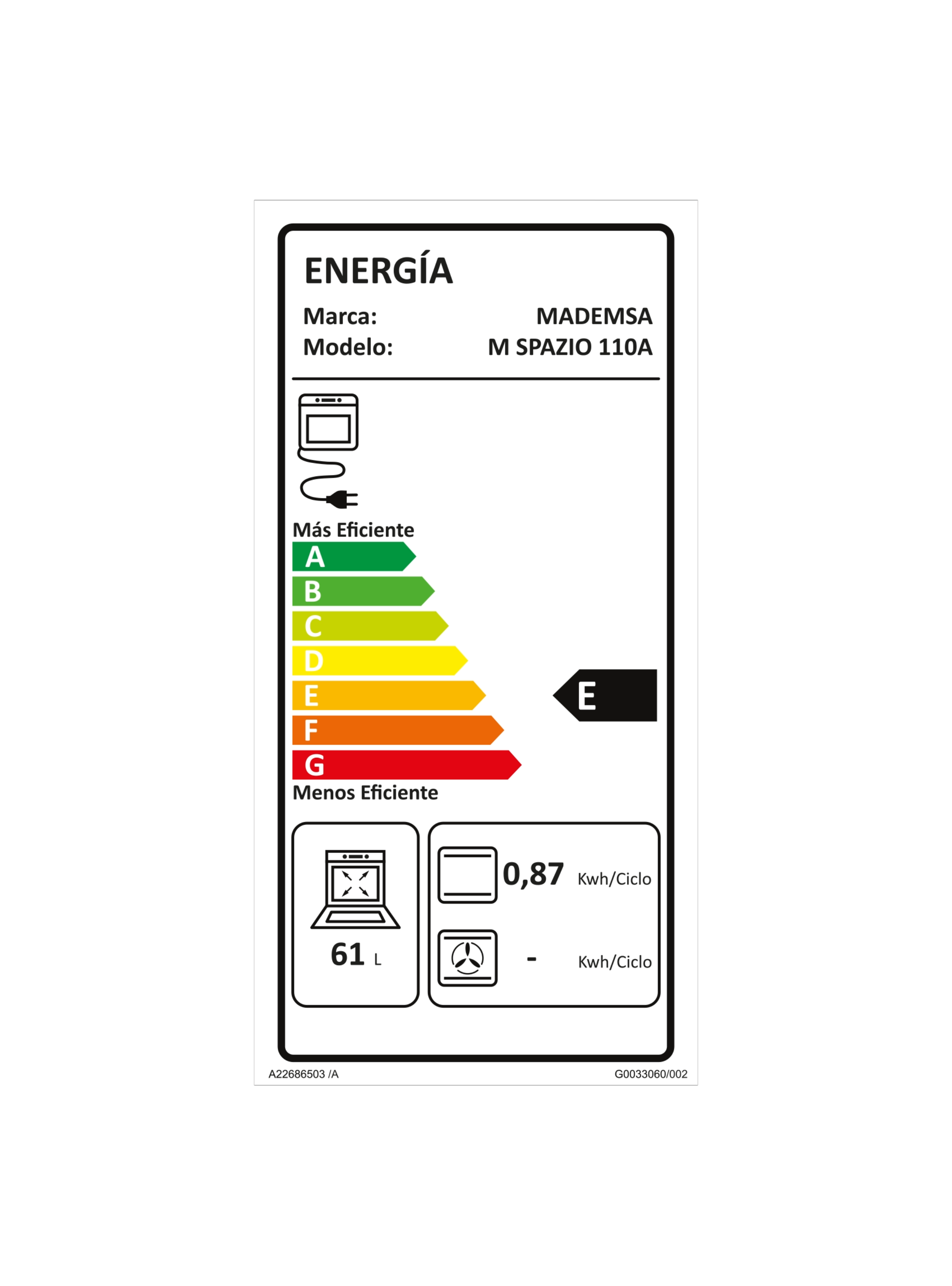 Kit Encimera M EE48ED A + Campana U160S + Horno M Spazio 110-6