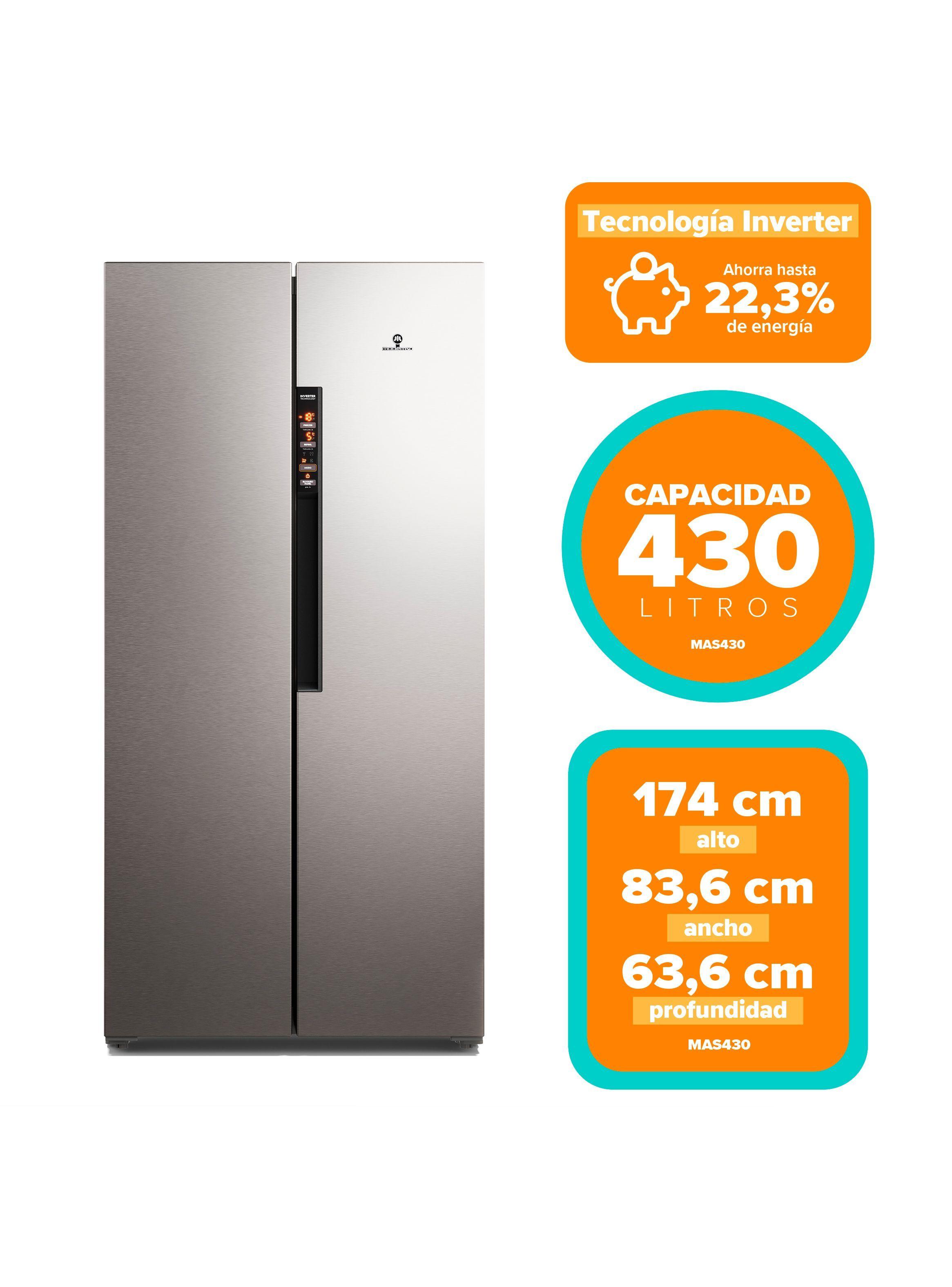 Refrigerador 430L No Frost Side By Side MAS430 Inox-2