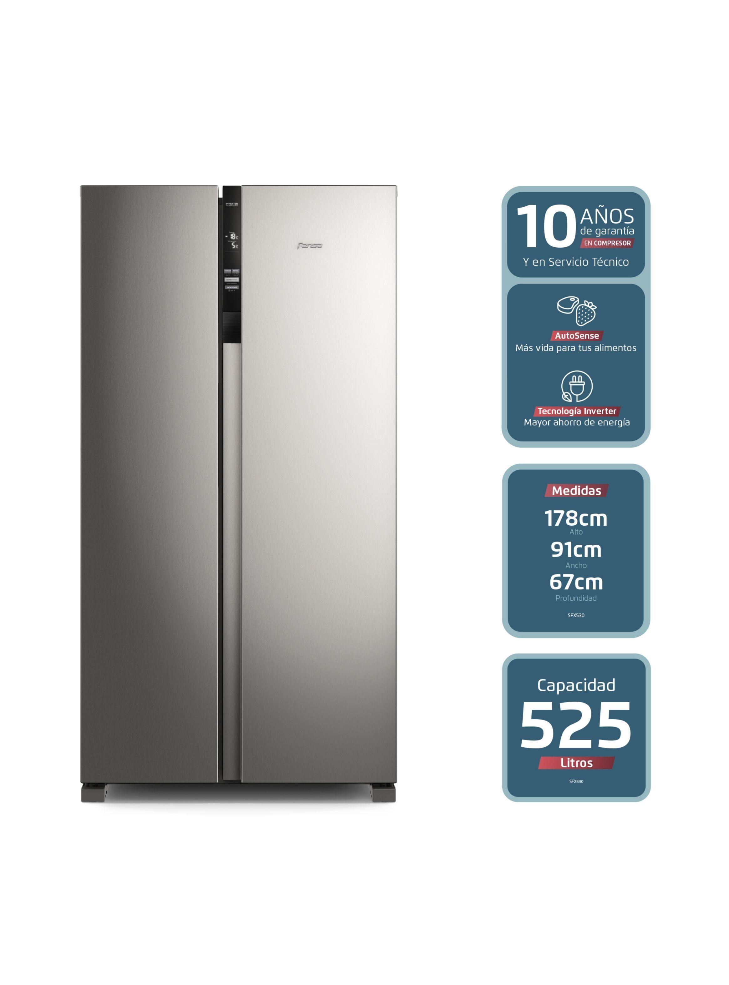 Refrigerador Fensa 525L No Frost Side By Side SFX530 Inox-4