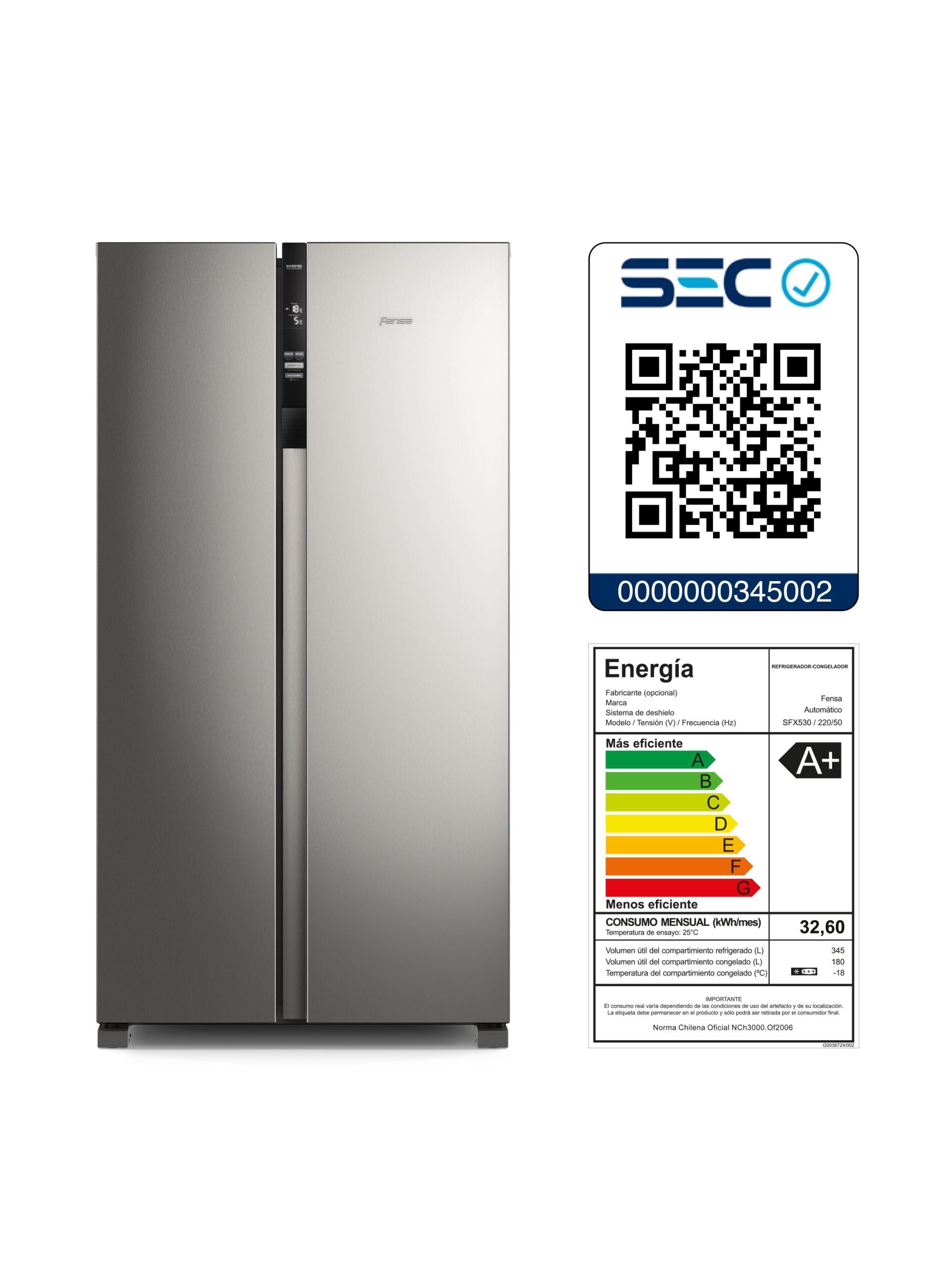 Refrigerador Fensa 525L No Frost Side By Side SFX530 Inox-5