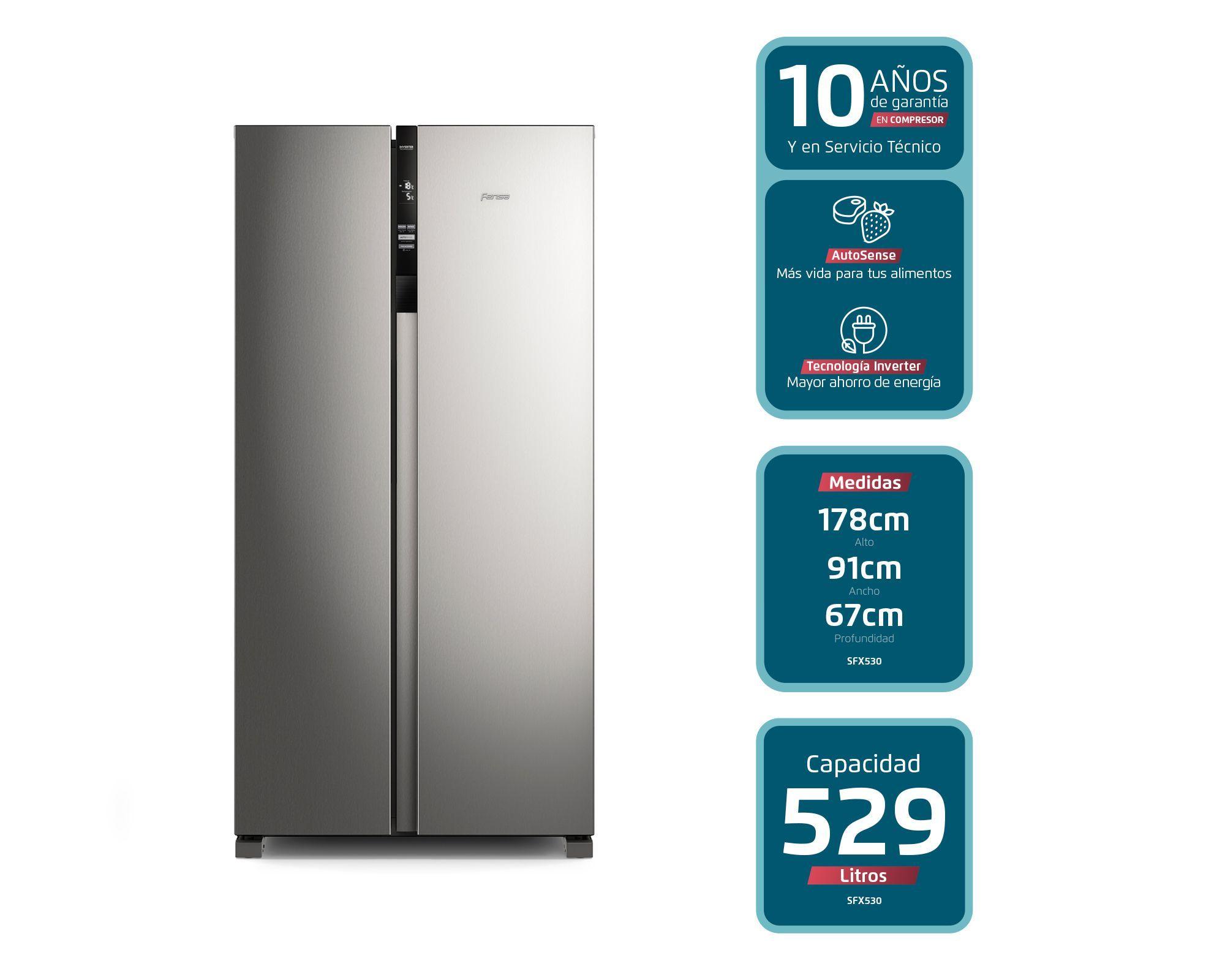 Refrigerador Fensa 529L No Frost Side By Side SFX530 Inox-2