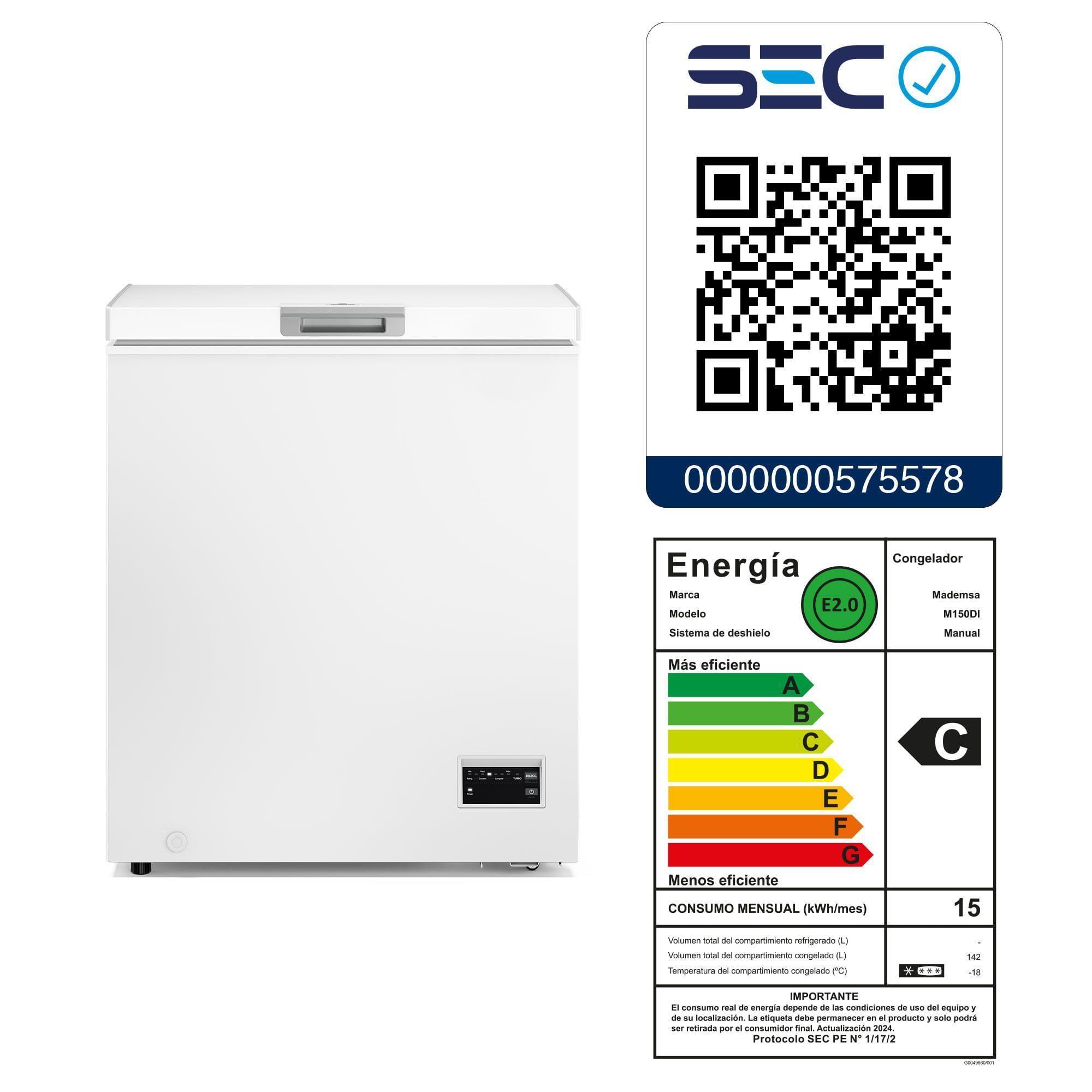 Congelador Freezer Horizontal Dual 142L Inverter Frío Directo M150DI-7