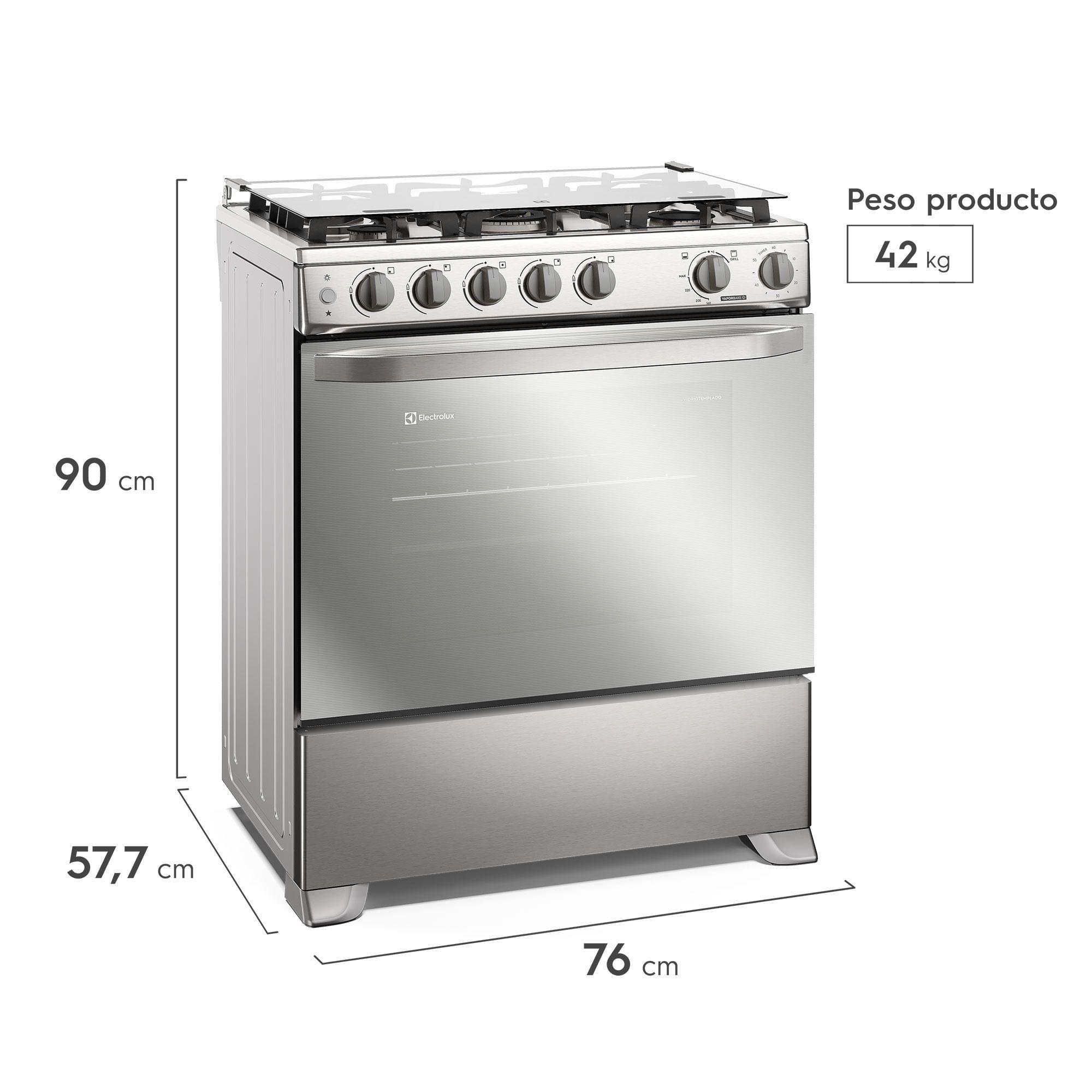Cocina a Gas 5 Platos VaporBake, Triple Llama y Grill FE5SXC Inox-1