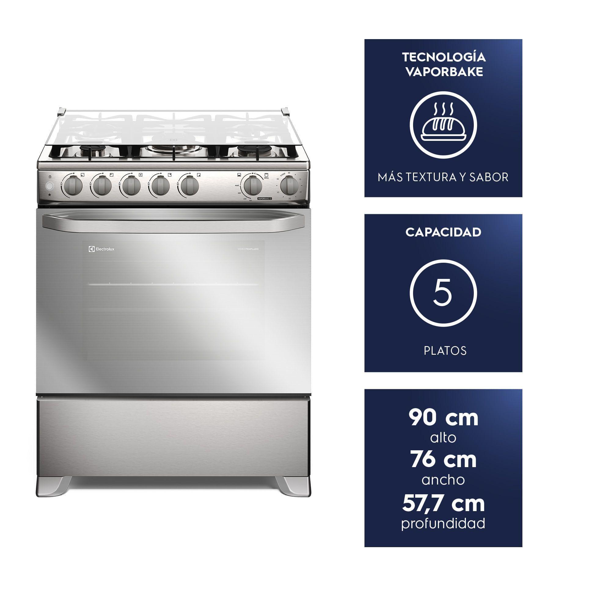 Cocina a Gas 5 Platos VaporBake, Triple Llama y Grill FE5SXC Inox-2