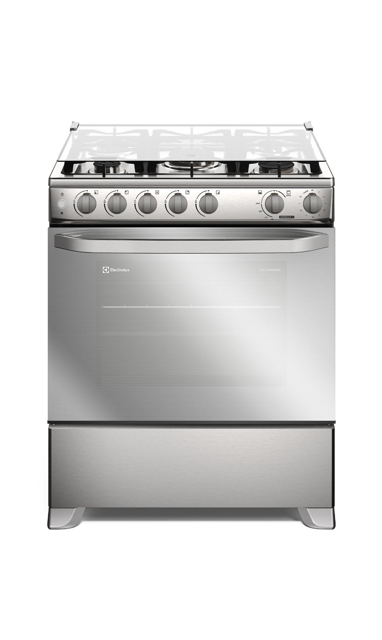 Cocina a Gas 5 Platos VaporBake, Triple Llama y Grill FE5SXC Inox-0
