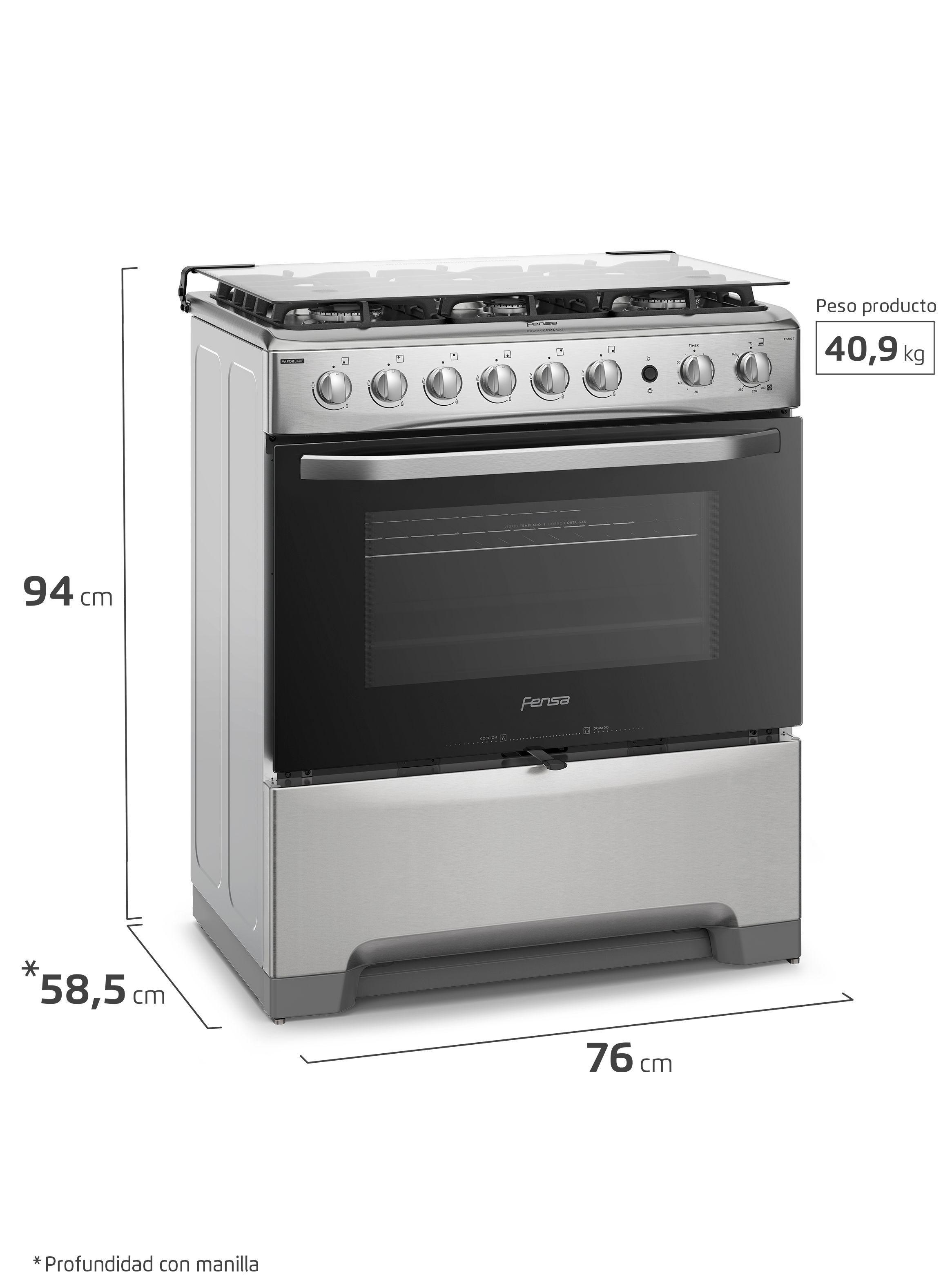 Cocina a Gas 6 Platos Fensa VaporBake y Timer F 5300 T-1