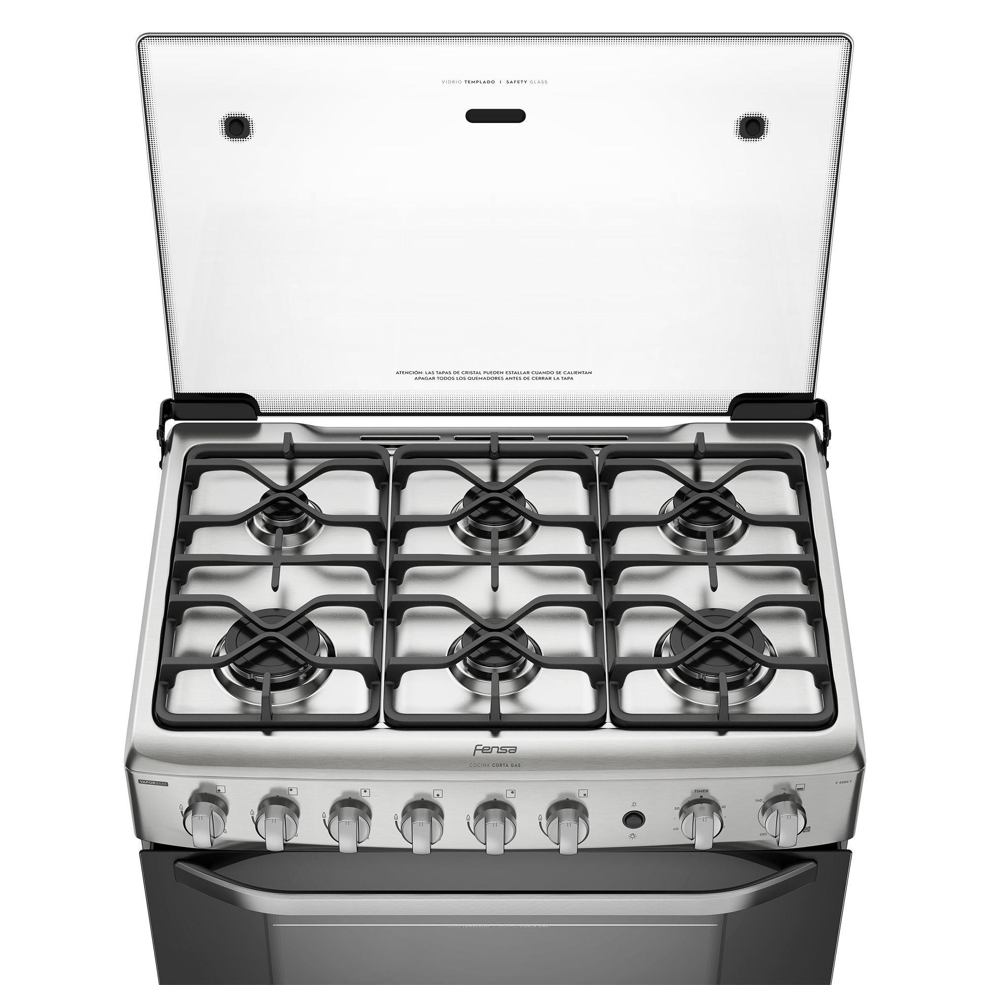 Cocina a Gas 6 Platos Fensa VaporBake y Timer F 5300 T-4