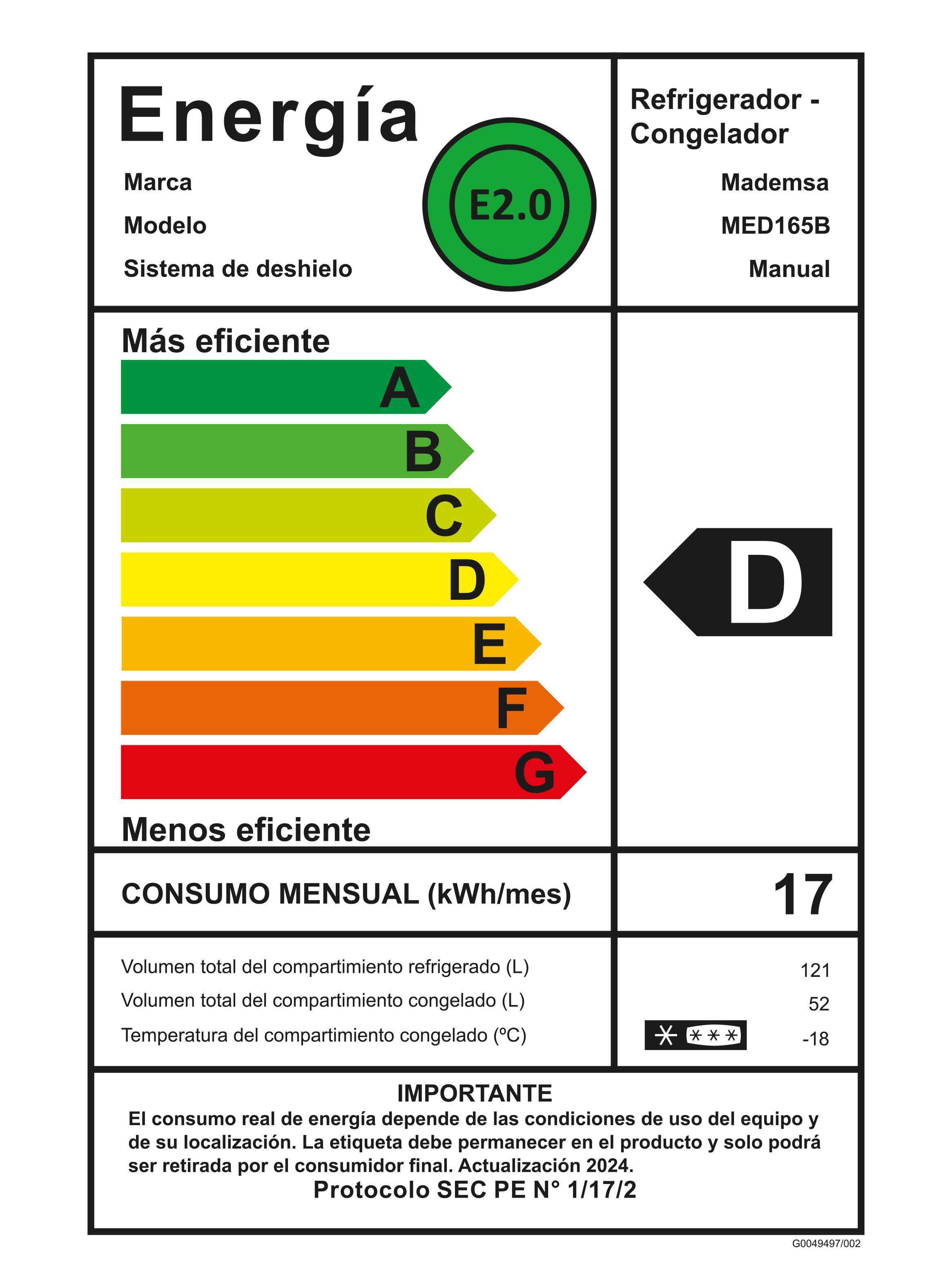Refrigerador 173L Frío Directo Bottom Freezer MED165B-6
