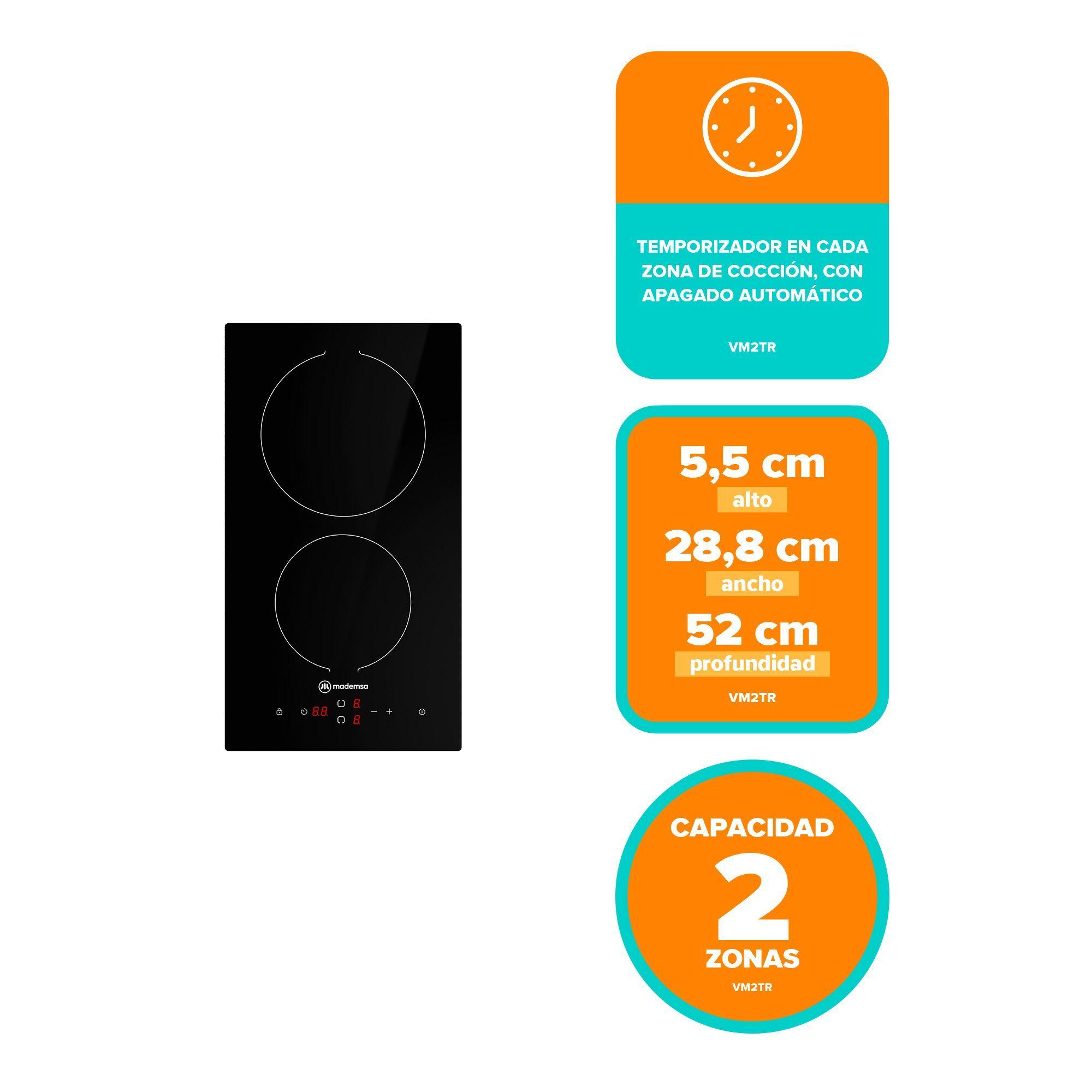 Encimera Eléctrica 2 Platos Mademsa Vitrocerámica VM2TR-2