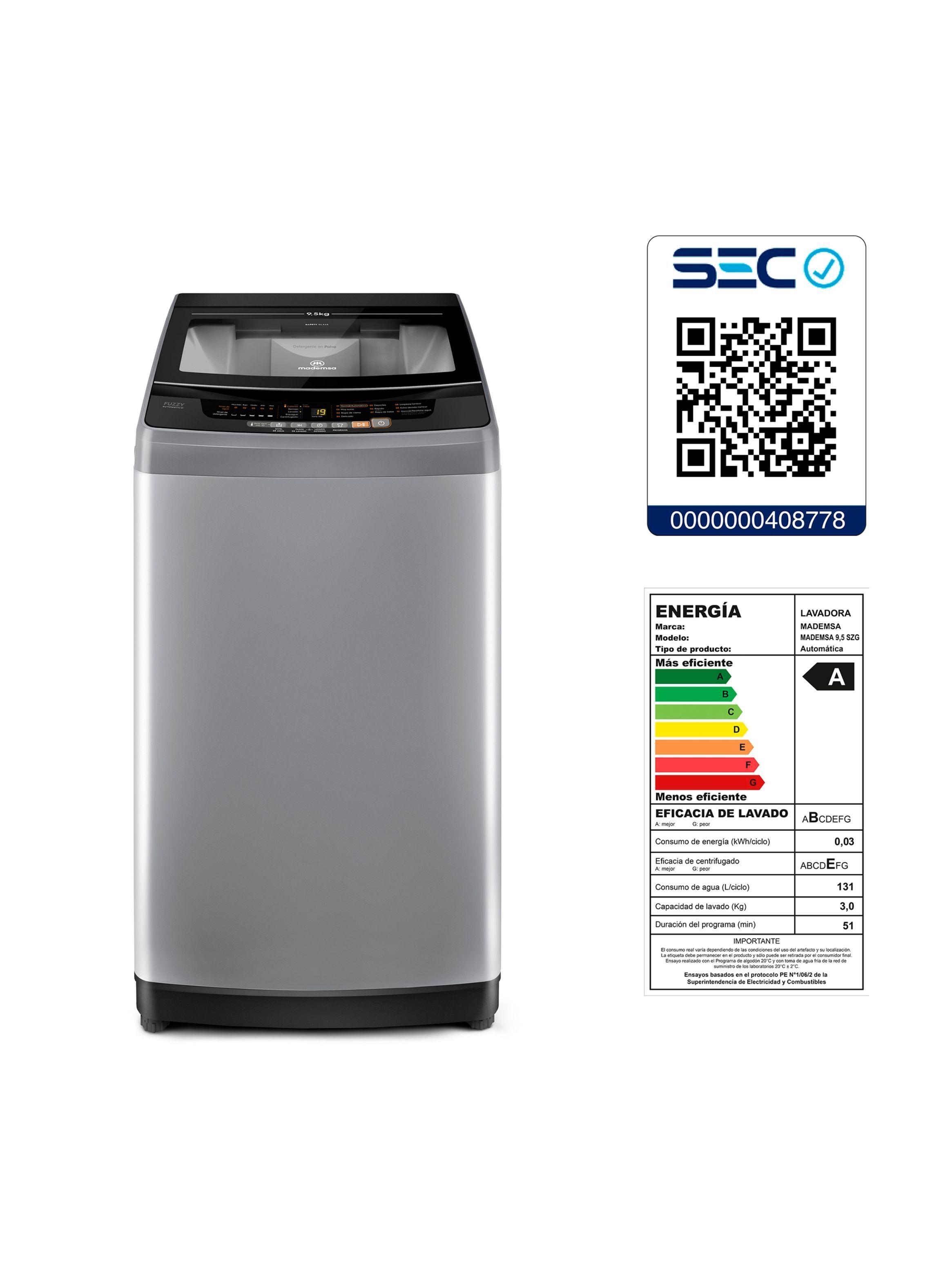 Lavadora Automática 9,5Kg Fuzzy Automático 9,5 SZG Gris-6