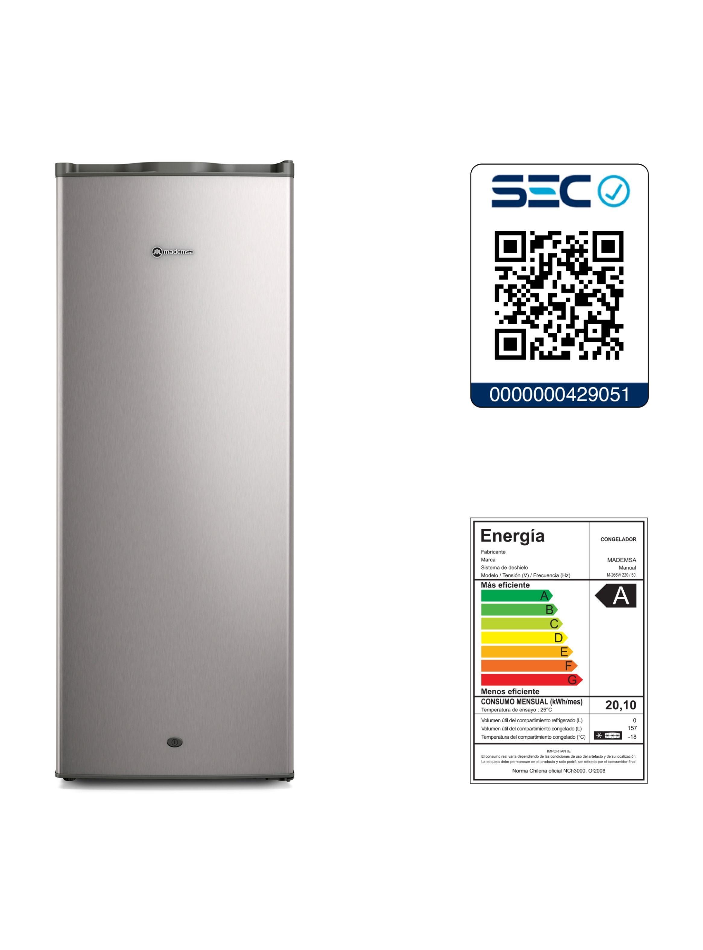 Congelador Freezer Mademsa Vertical 157L Frío Directo M265V-7