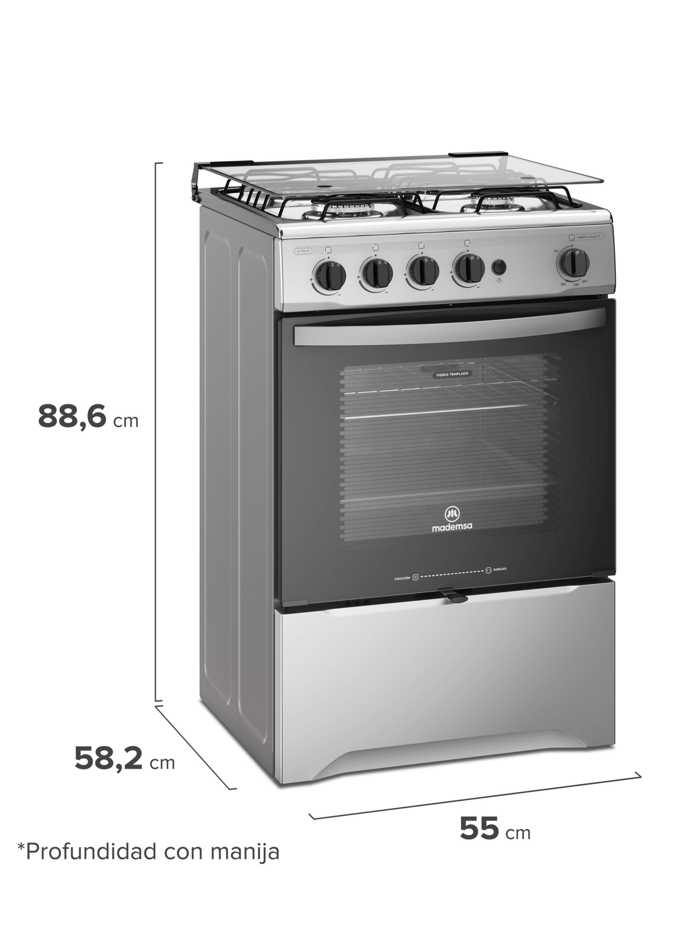 Cocina a Gas 4 Platos Mademsa LimpiaFácil M 755 ST Inox-1