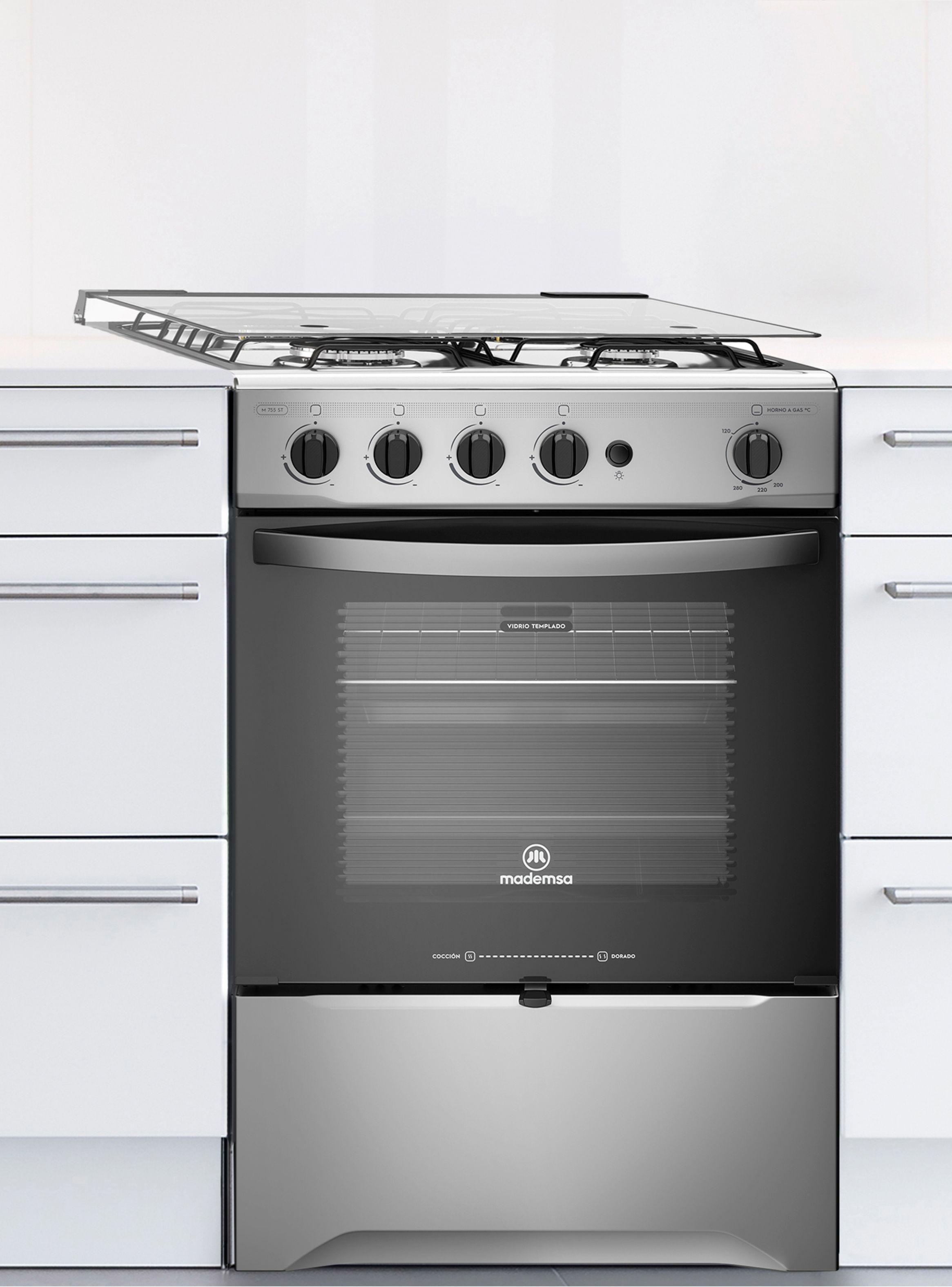 Cocina a Gas 4 Platos Mademsa LimpiaFácil M 755 ST Inox-2