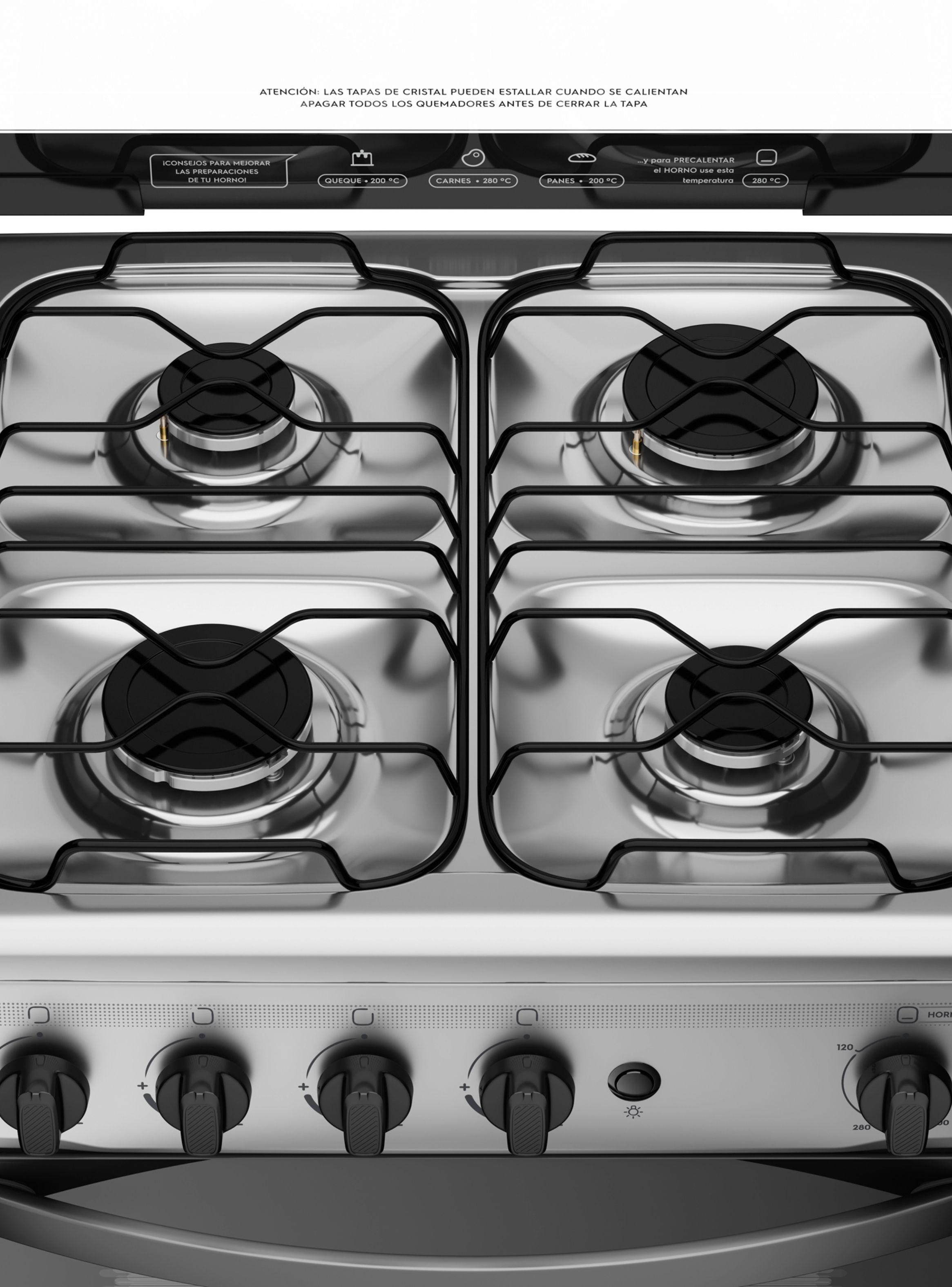 Cocina a Gas 4 Platos Mademsa LimpiaFácil M 755 ST Inox-3