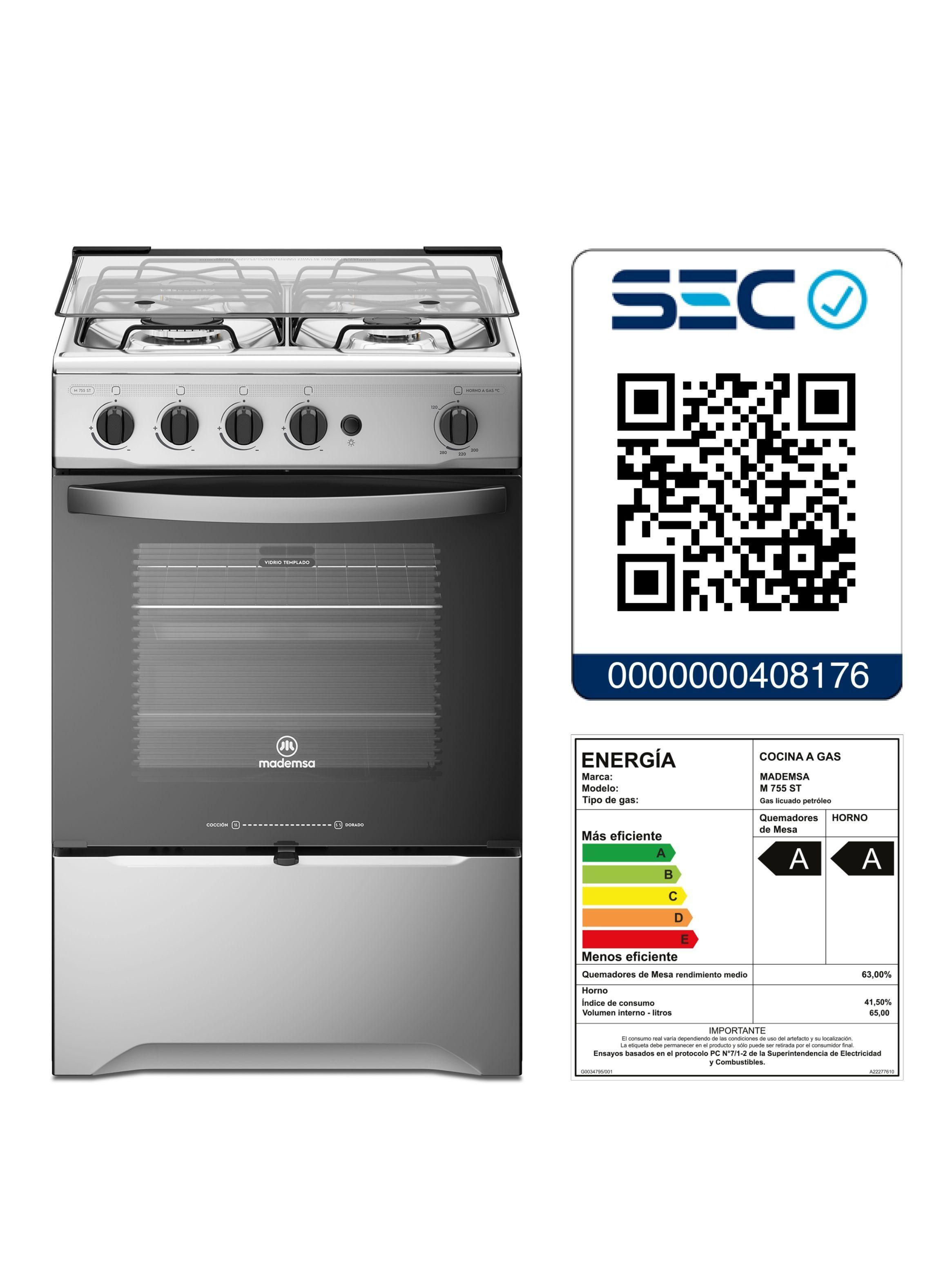 Cocina a Gas 4 Platos Mademsa LimpiaFácil M 755 ST Inox-7
