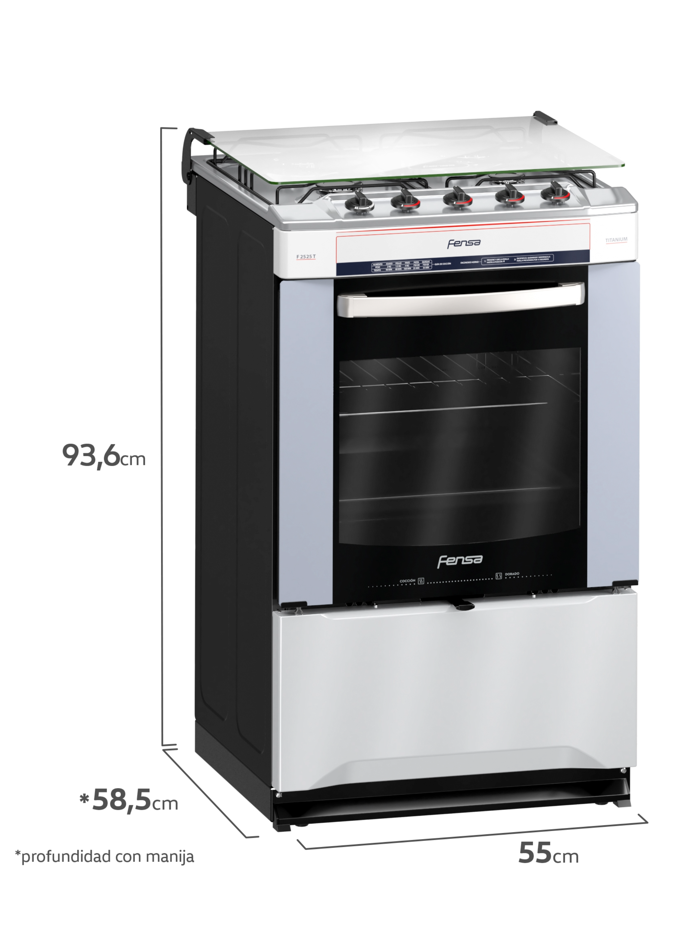 Cocina a Gas 4 Platos Fensa Quemadores Laterales F2525 T-1