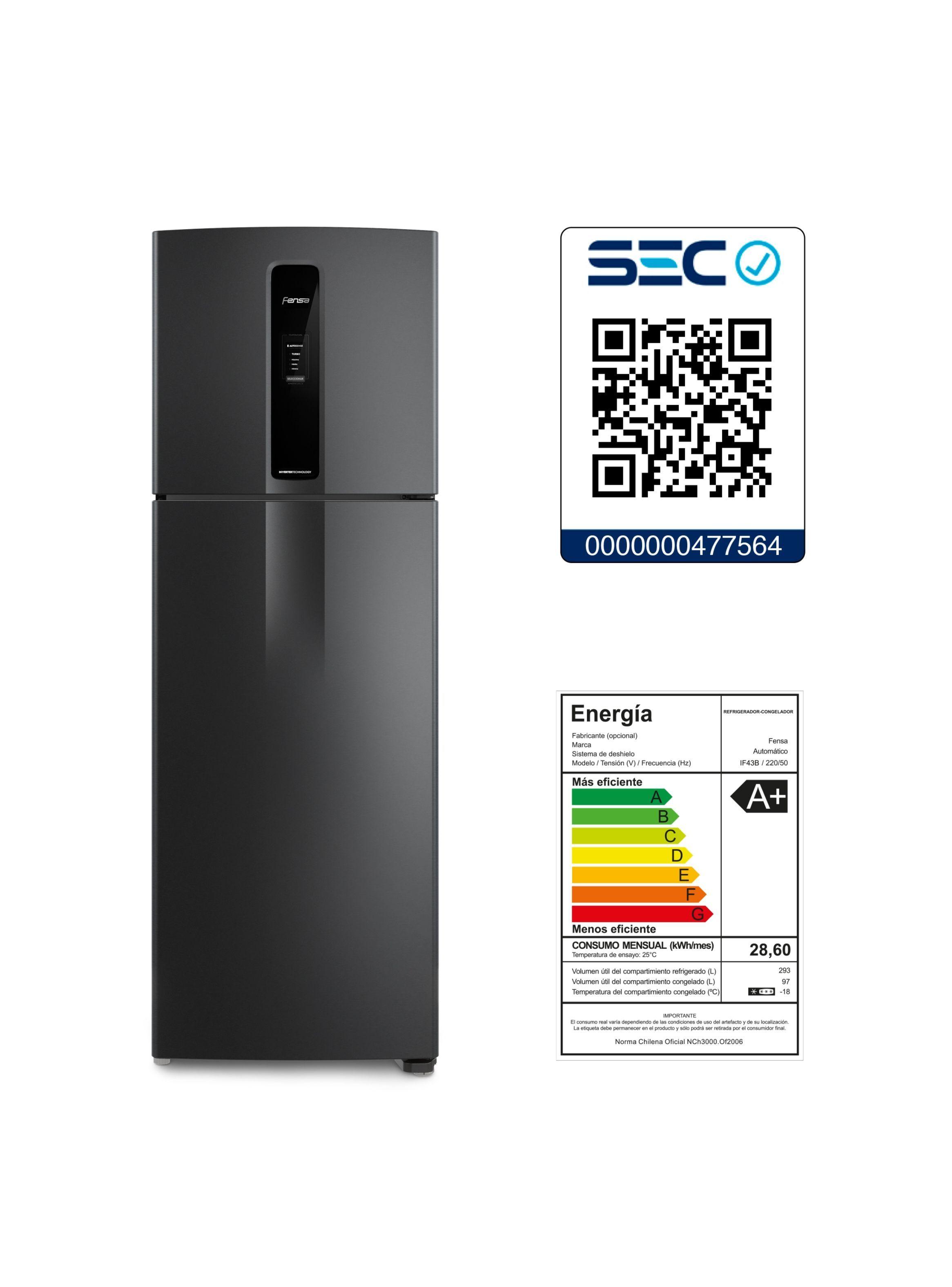 Refrigerador Fensa 390L No Frost Top Freezer Inverter IF43B-5