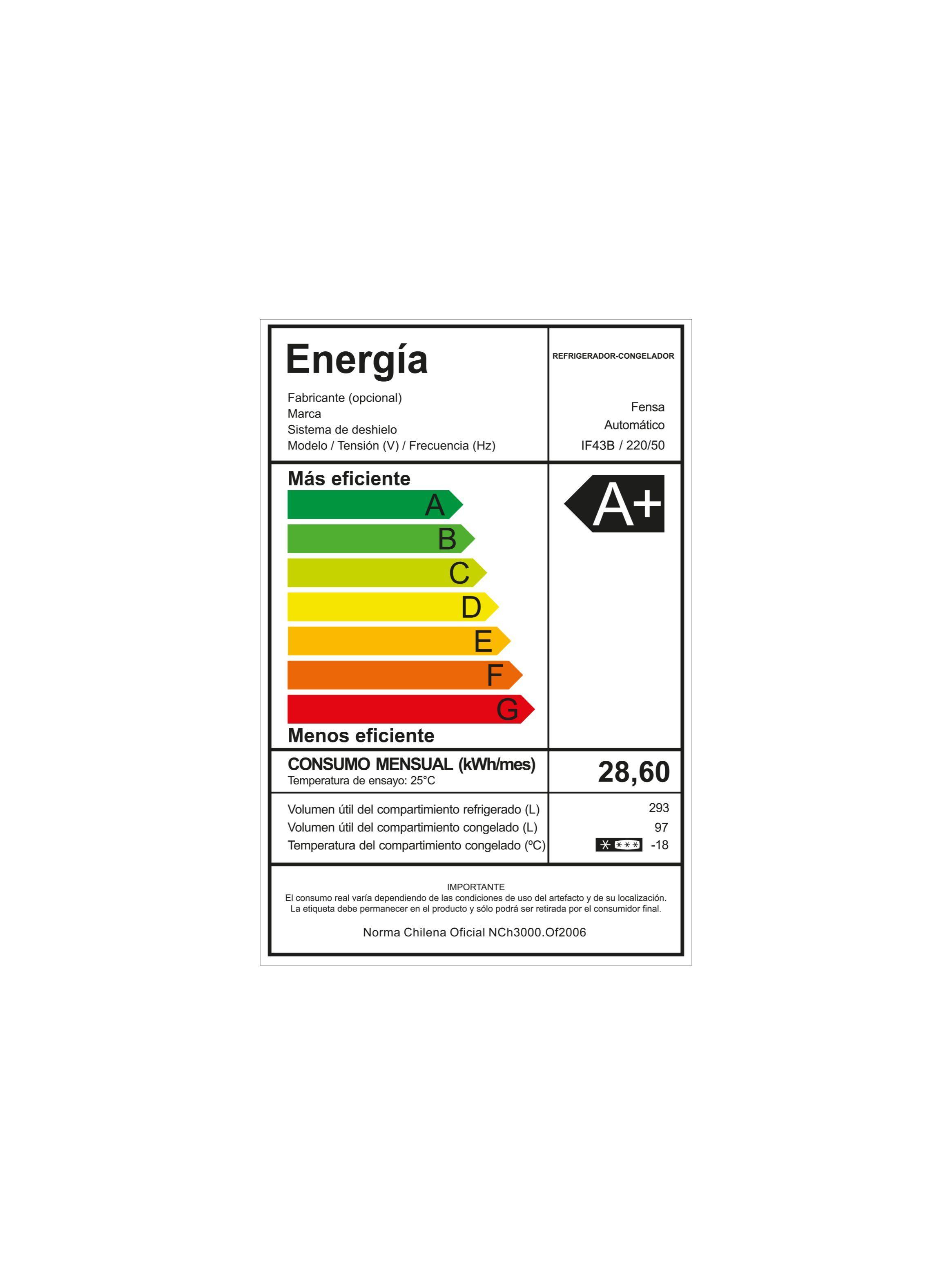 Refrigerador Fensa 390L No Frost Top Freezer Inverter IF43B-6