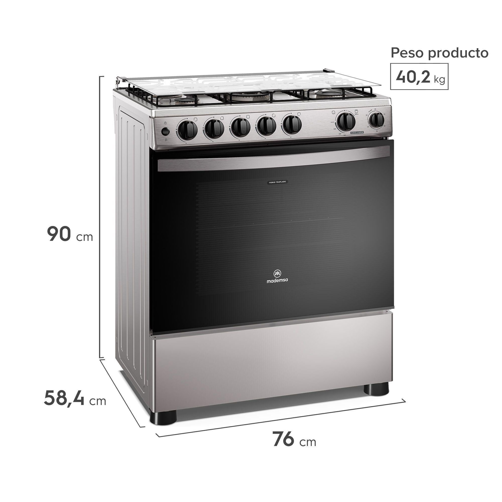 Cocina a Gas 5 Platos Horno Vapor y Triple Llama FM5SSC Inox-1