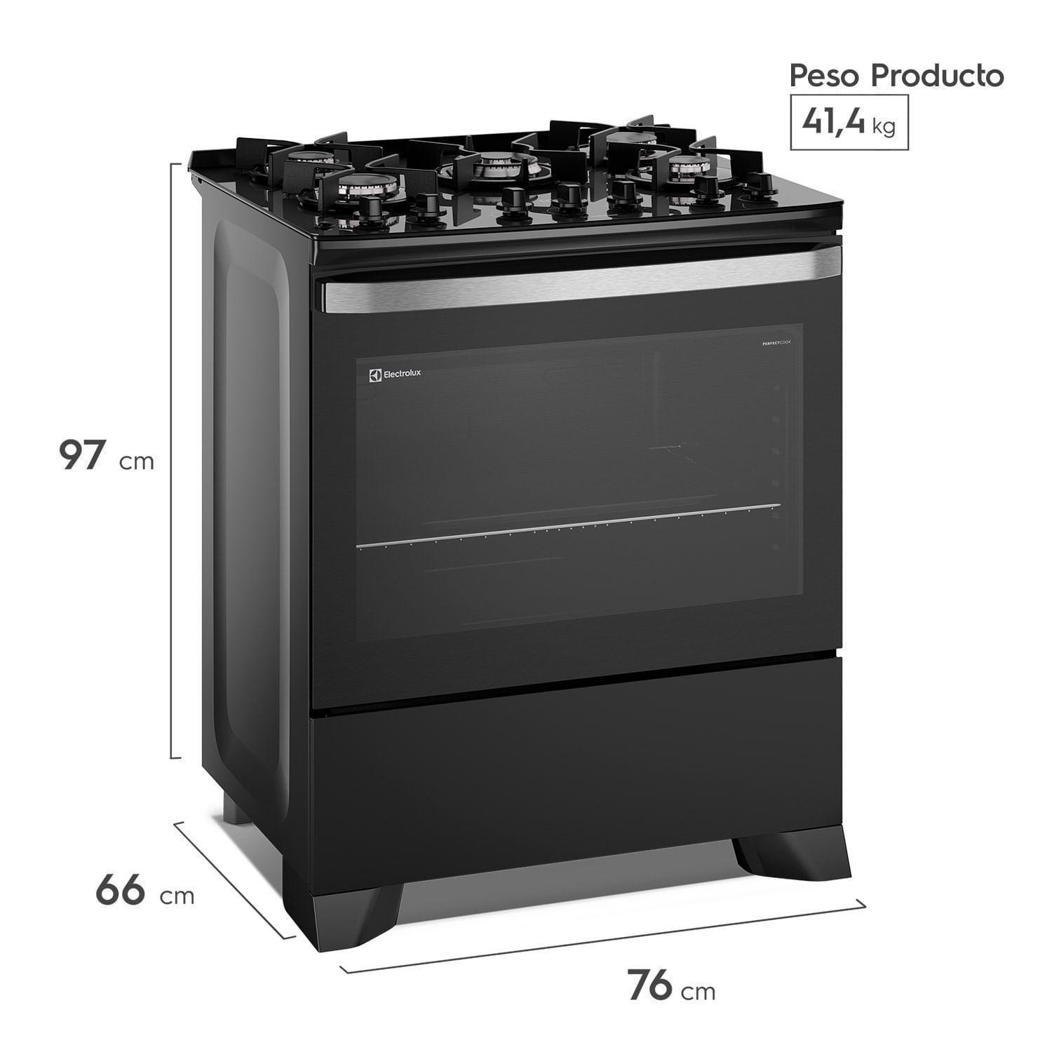 Cocina a Gas 5 Platos Parrillas Hierro Fundido F5EPB Negra-1