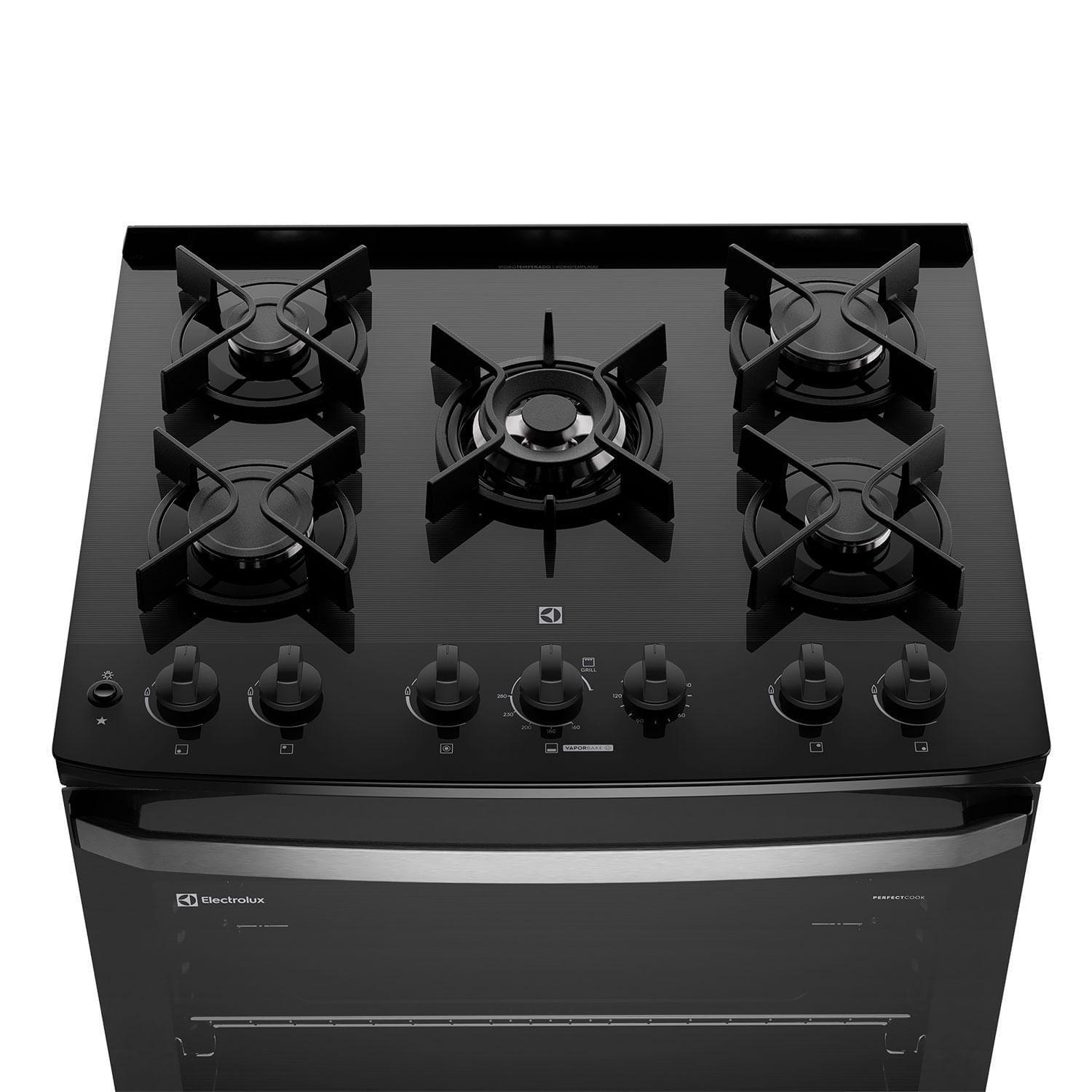 Cocina a Gas 5 Platos Parrillas Hierro Fundido F5EPB Negra-4