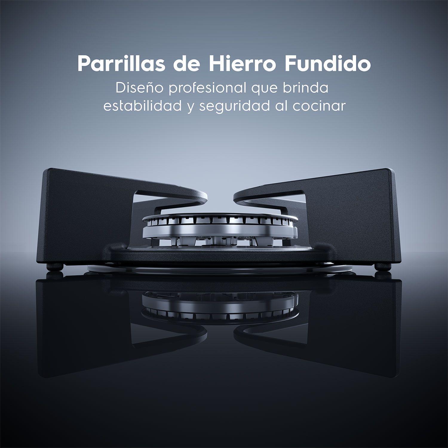 Cocina a Gas 5 Platos Parrillas Hierro Fundido F5EPB Negra-5