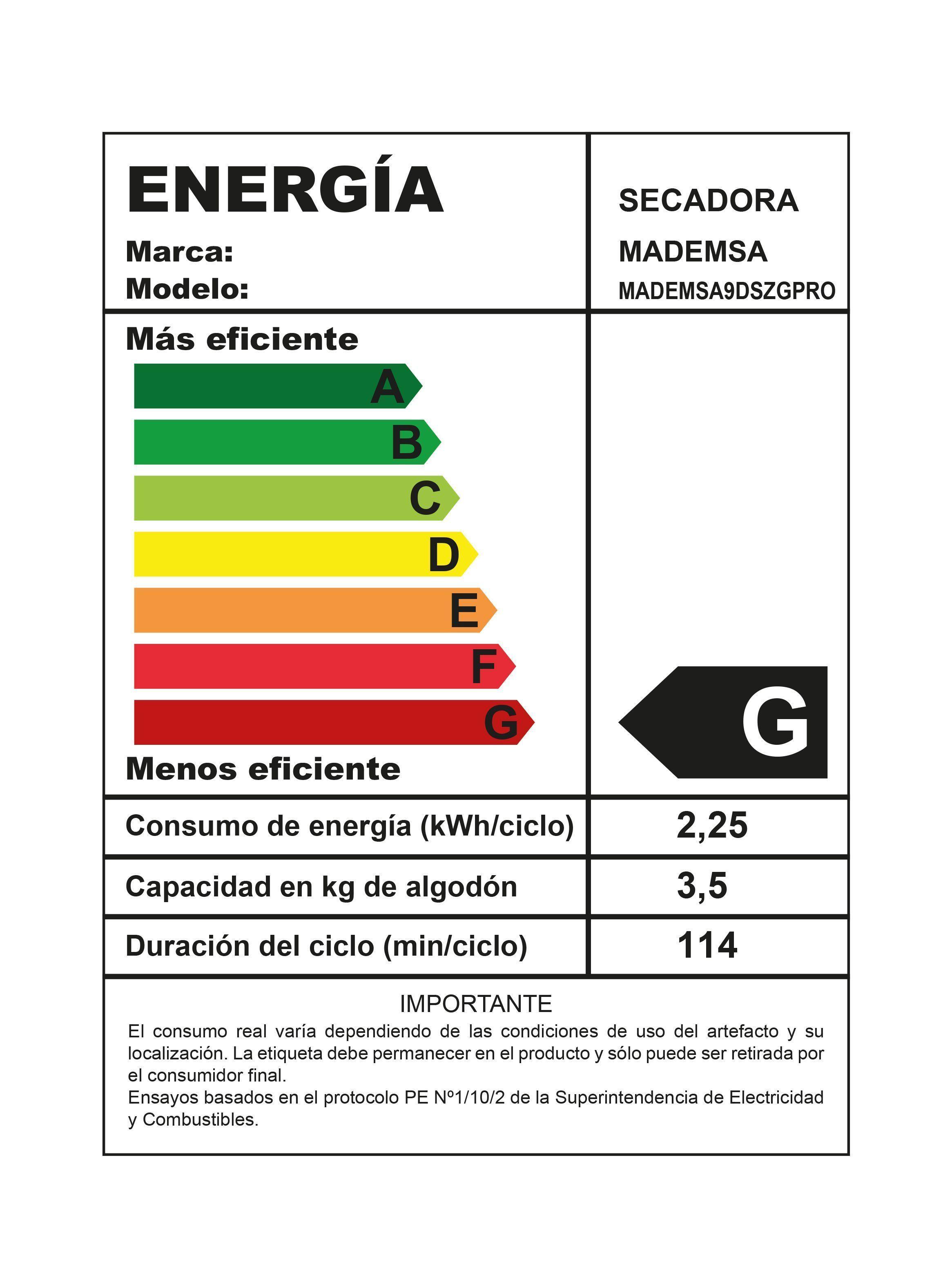 Secadora de Ropa 9kg Carga Frontal Secado Automático 9D SZG-6