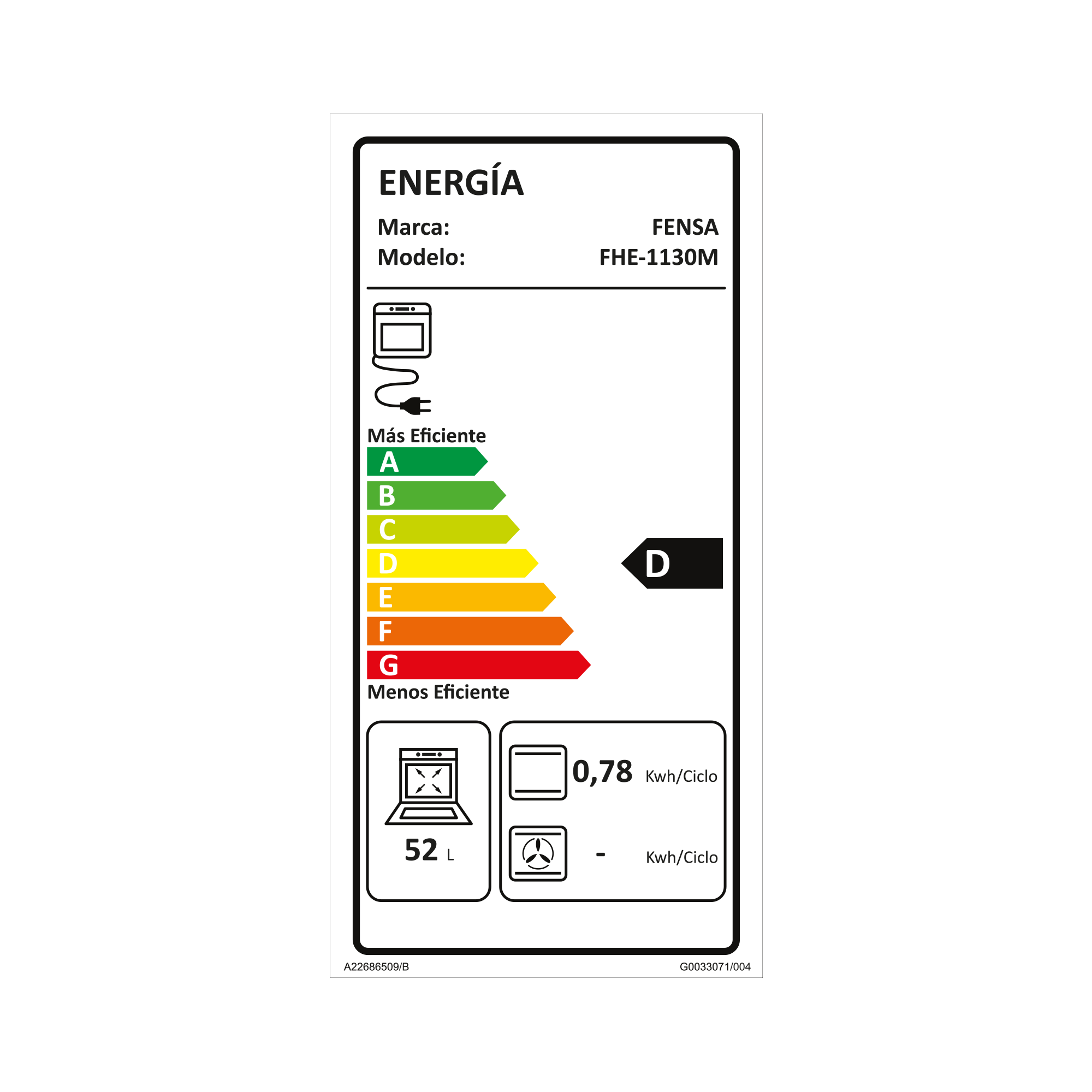 Horno Empotrable Eléctrico 59L Timer FHE 1130M-7
