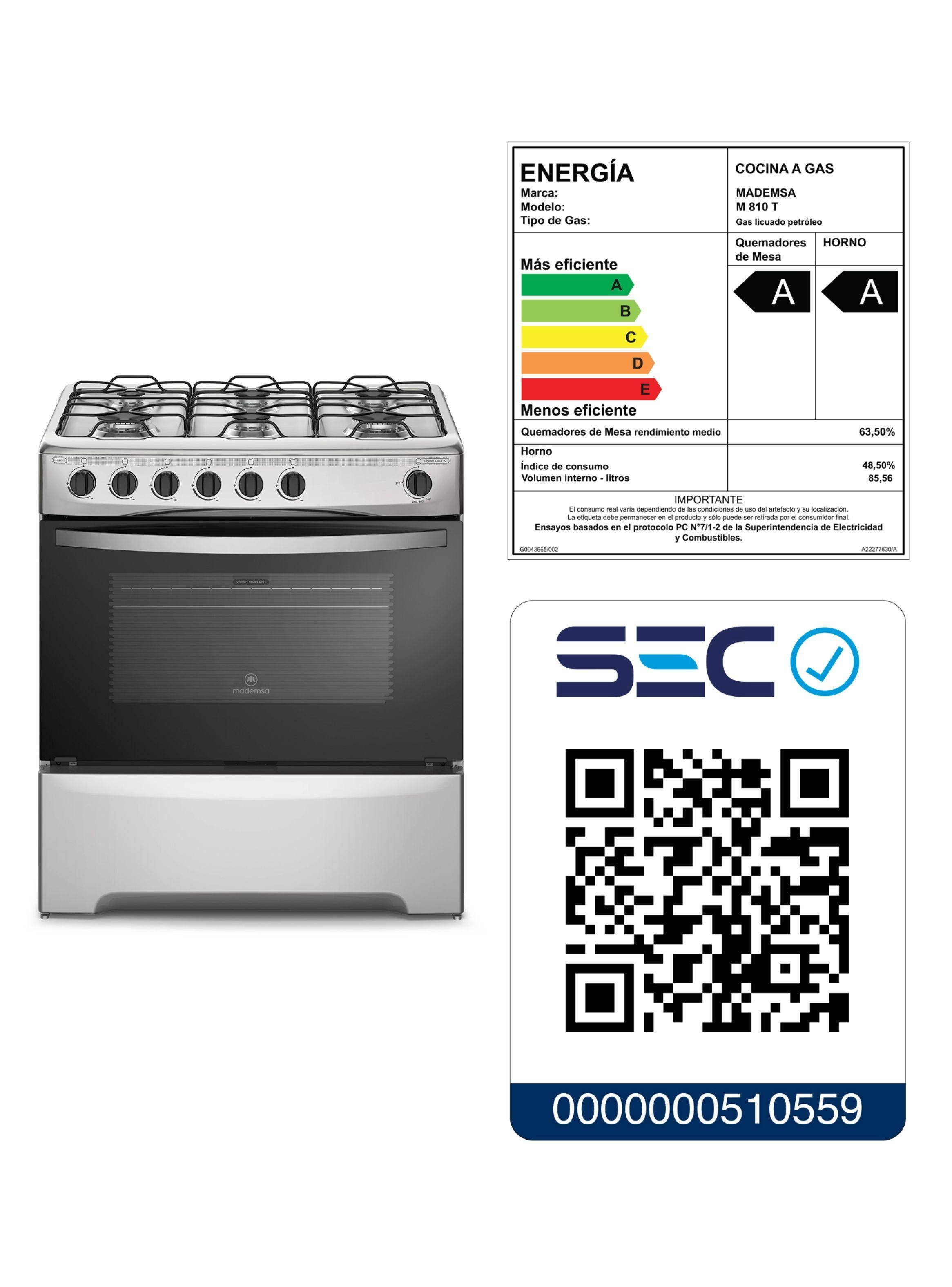 Cocina a Gas 6 Platos Mademsa Parrillas de Alambrón M 810 T-7