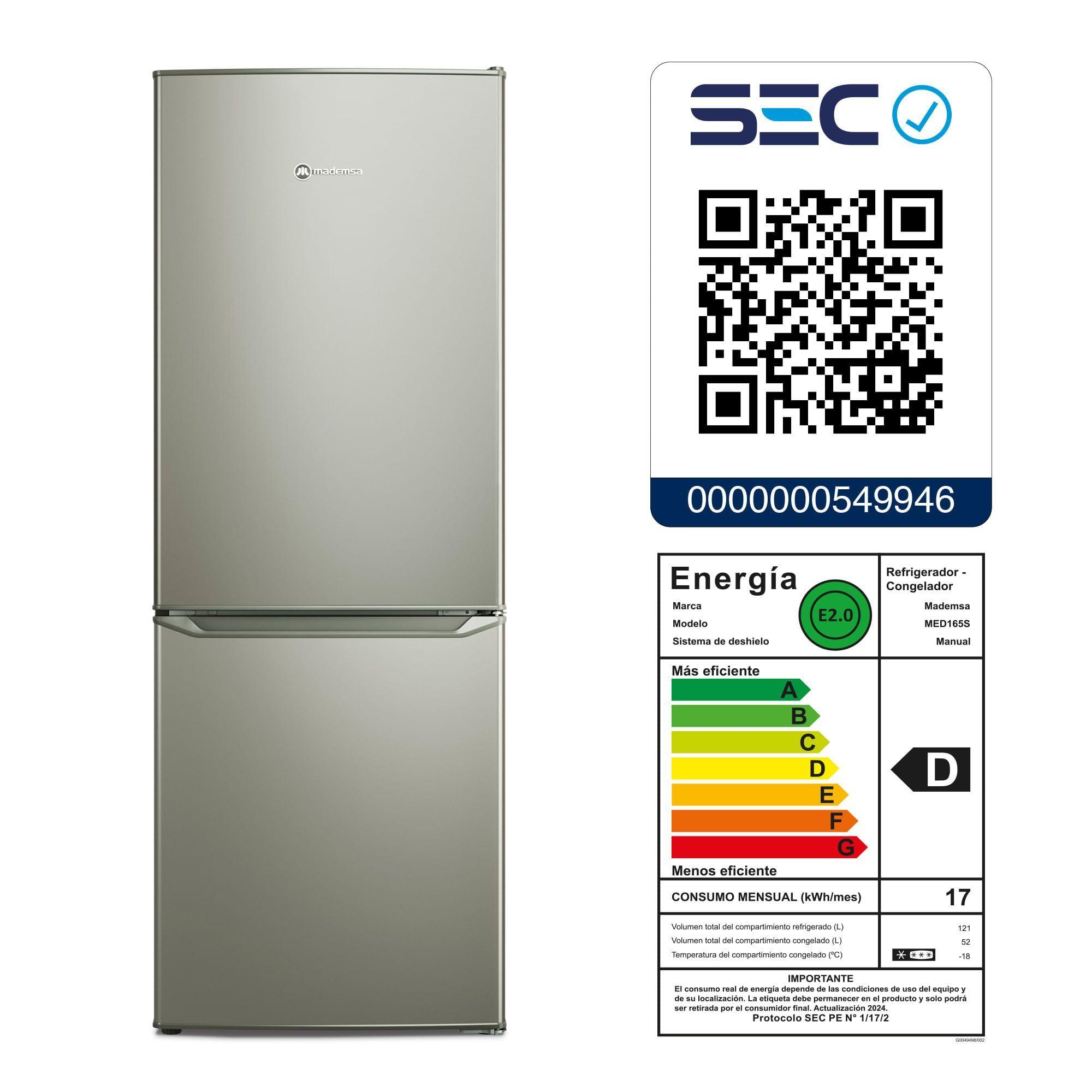Refrigerador 166L Frío Directo Bottom Freezer MED165S Silver-7