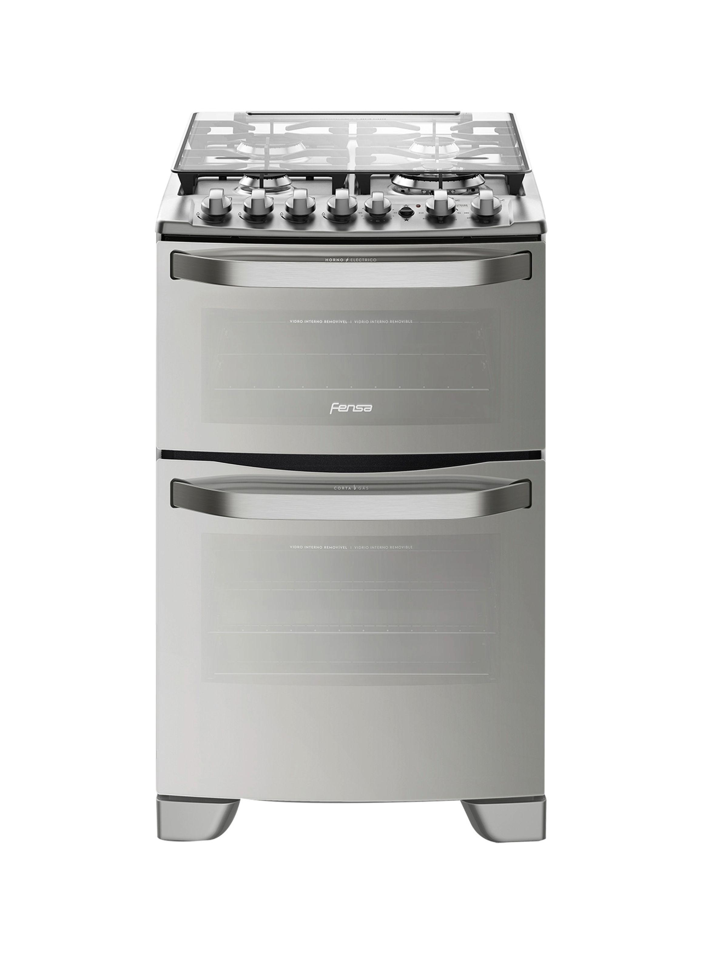Cocina a Gas 4 Platos Fensa Doble Horno Timer Digital 56 DXT-0