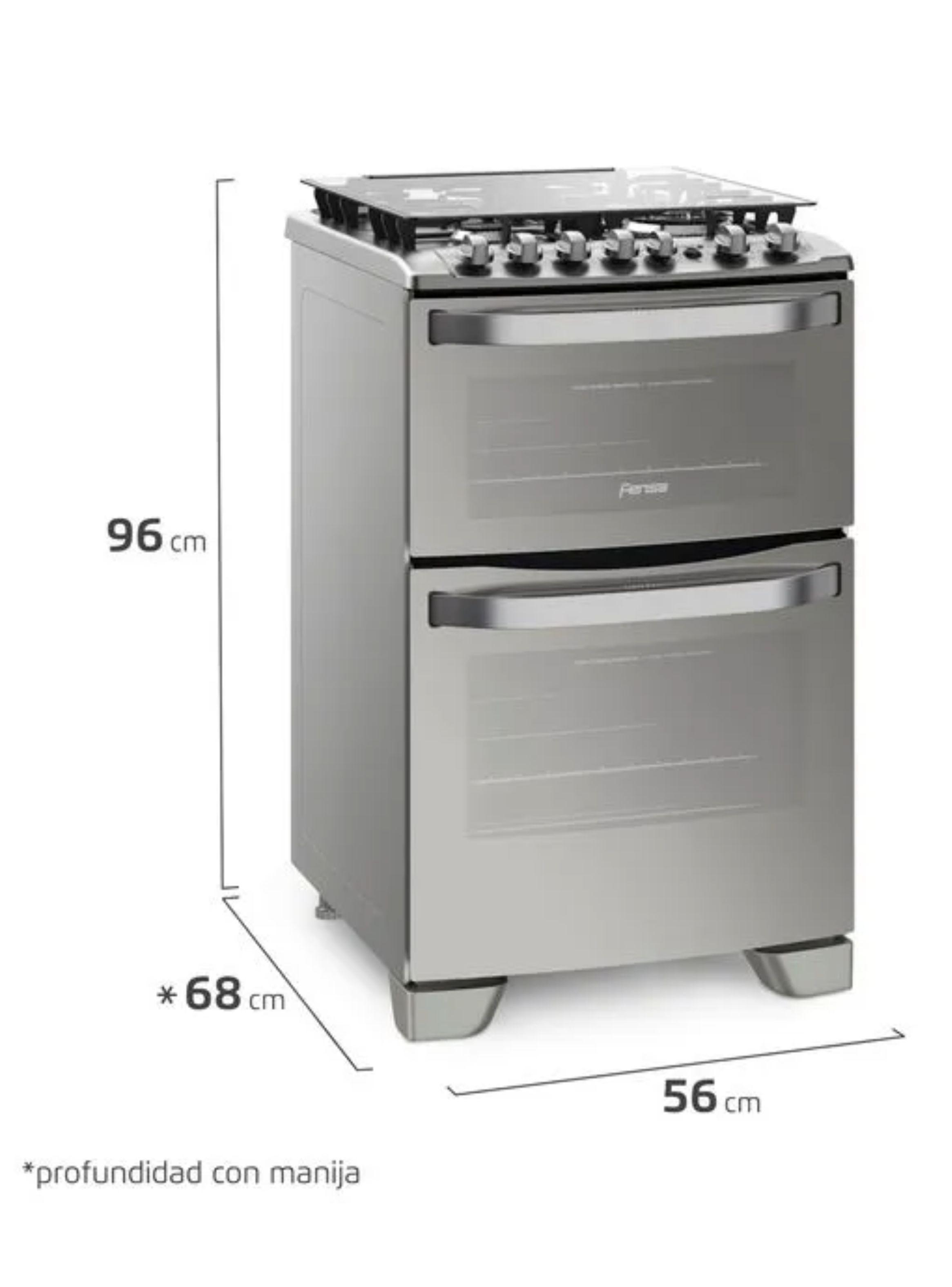 Cocina a Gas 4 Platos Fensa Doble Horno Timer Digital 56 DXT-1