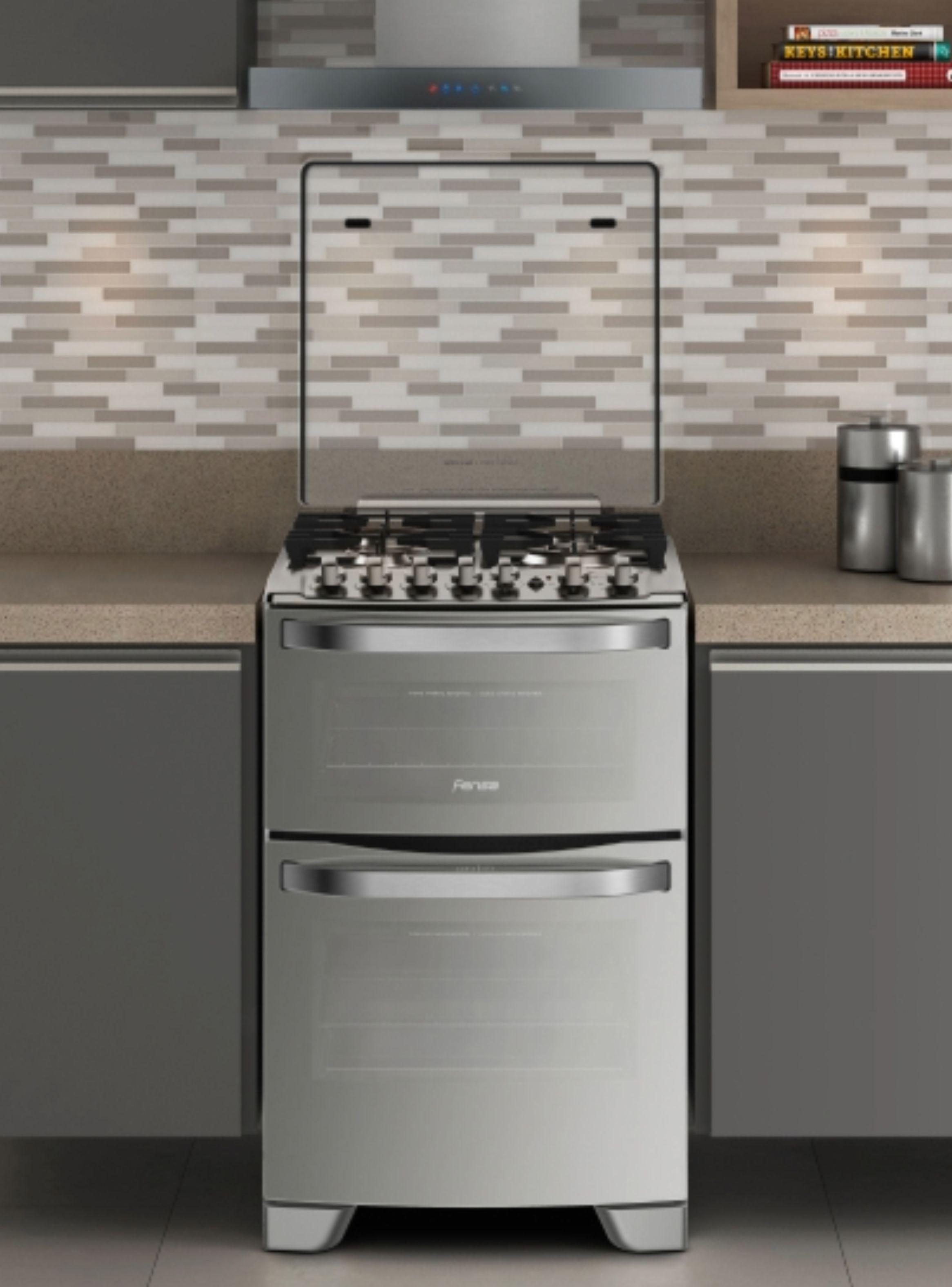 Cocina a Gas 4 Platos Fensa Doble Horno Timer Digital 56 DXT-2