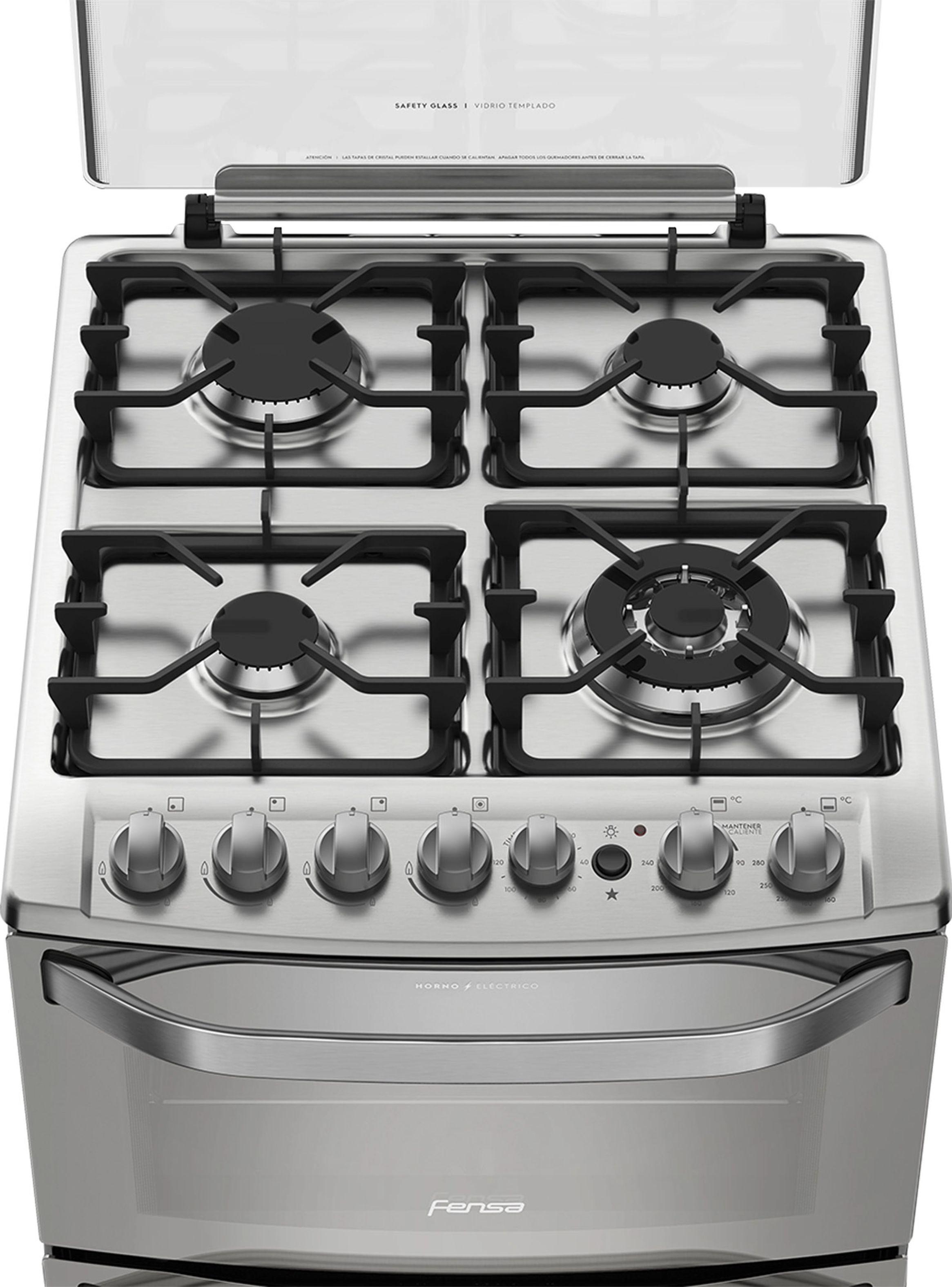 Cocina a Gas 4 Platos Fensa Doble Horno Timer Digital 56 DXT-3