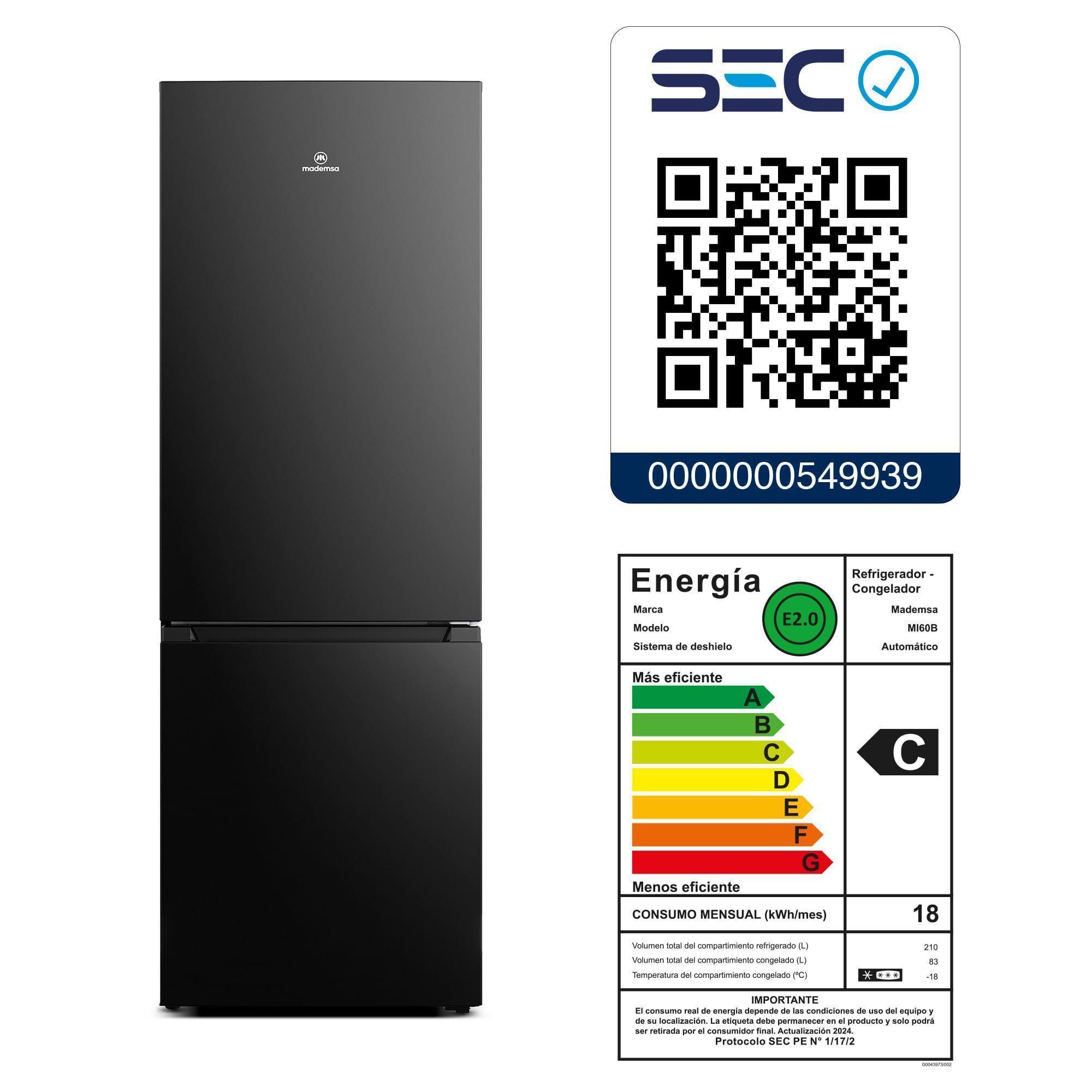 Refrigerador 293L No Frost Bottom Freezer Inverter MI60B-7