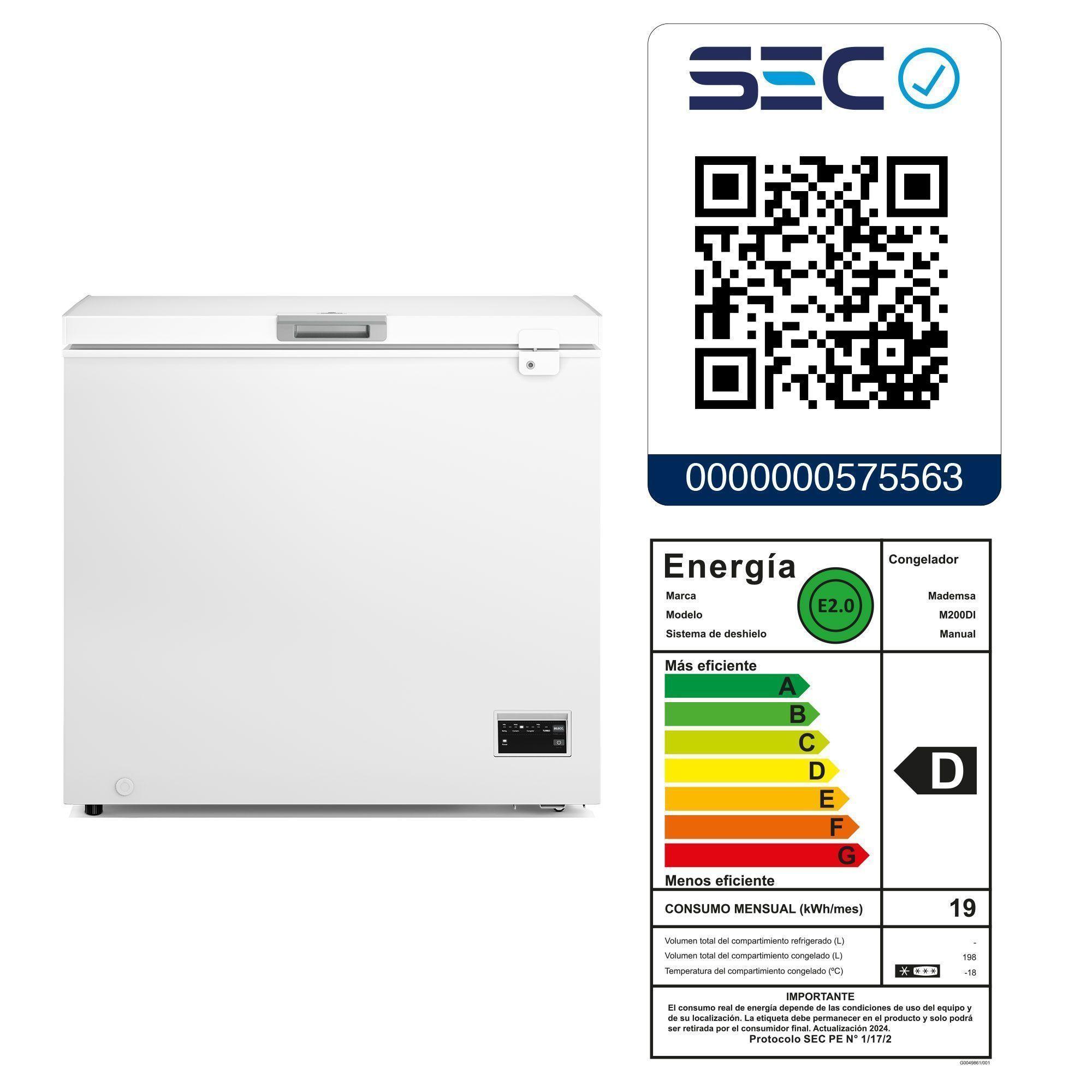 Congelador Freezer Horizontal Dual 198L Inverter Frío Directo M200DI-7