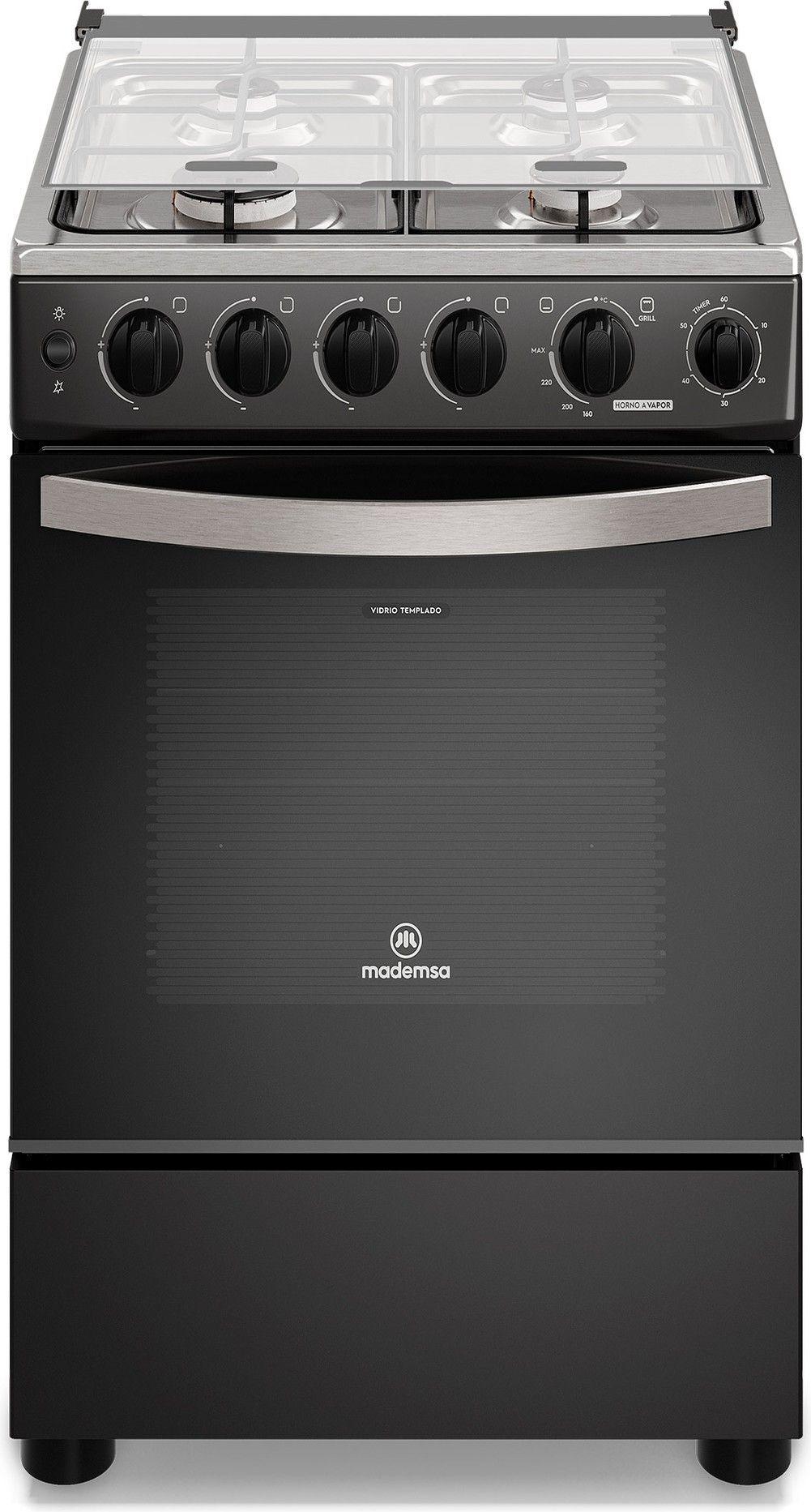 Cocina a Gas 4 Platos Horno Vapor y Temporizador FM4TPC Negra-0
