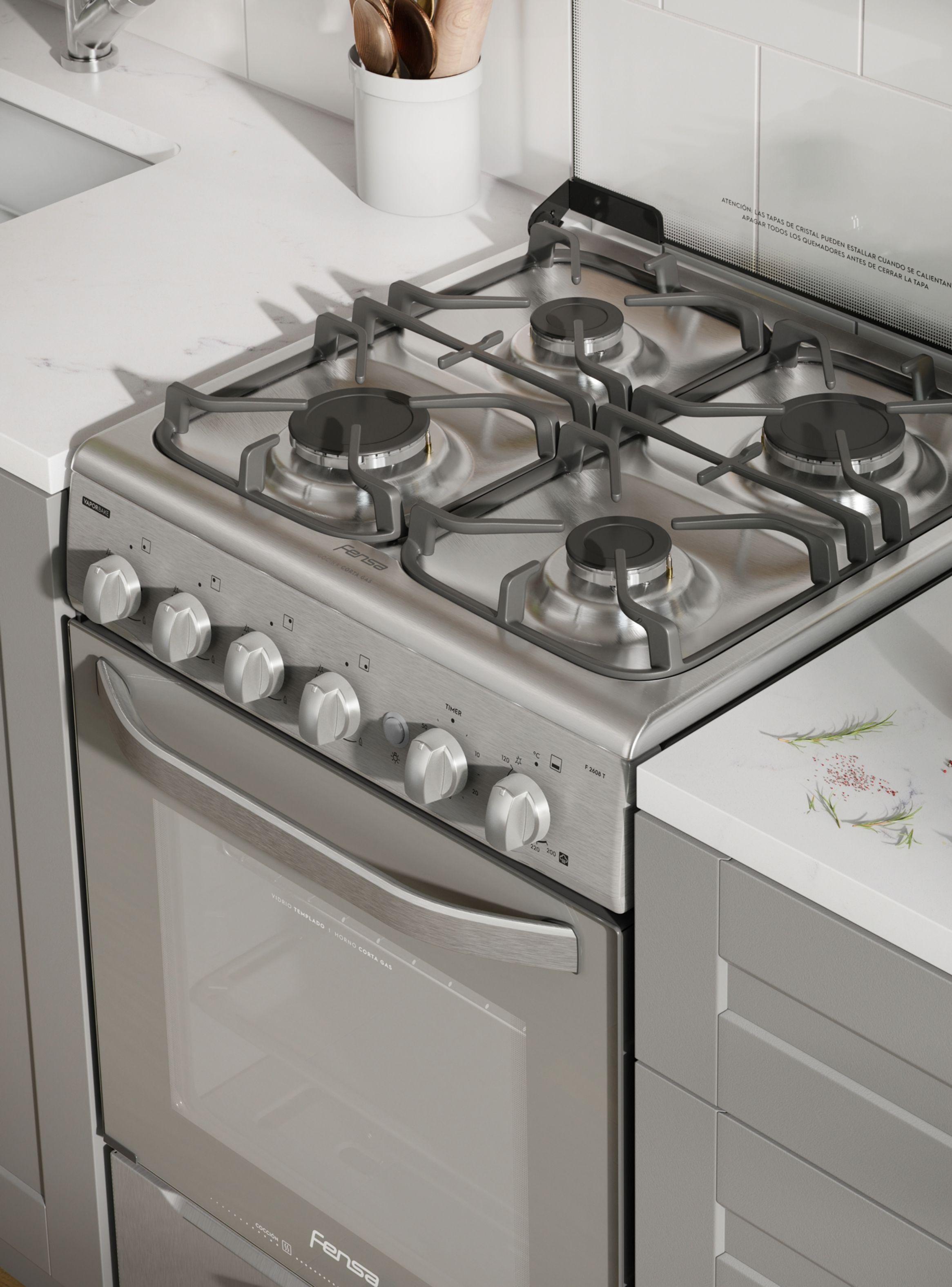 Cocina a Gas 4 Platos Fensa Quemadores Laterales F 2608 T-3
