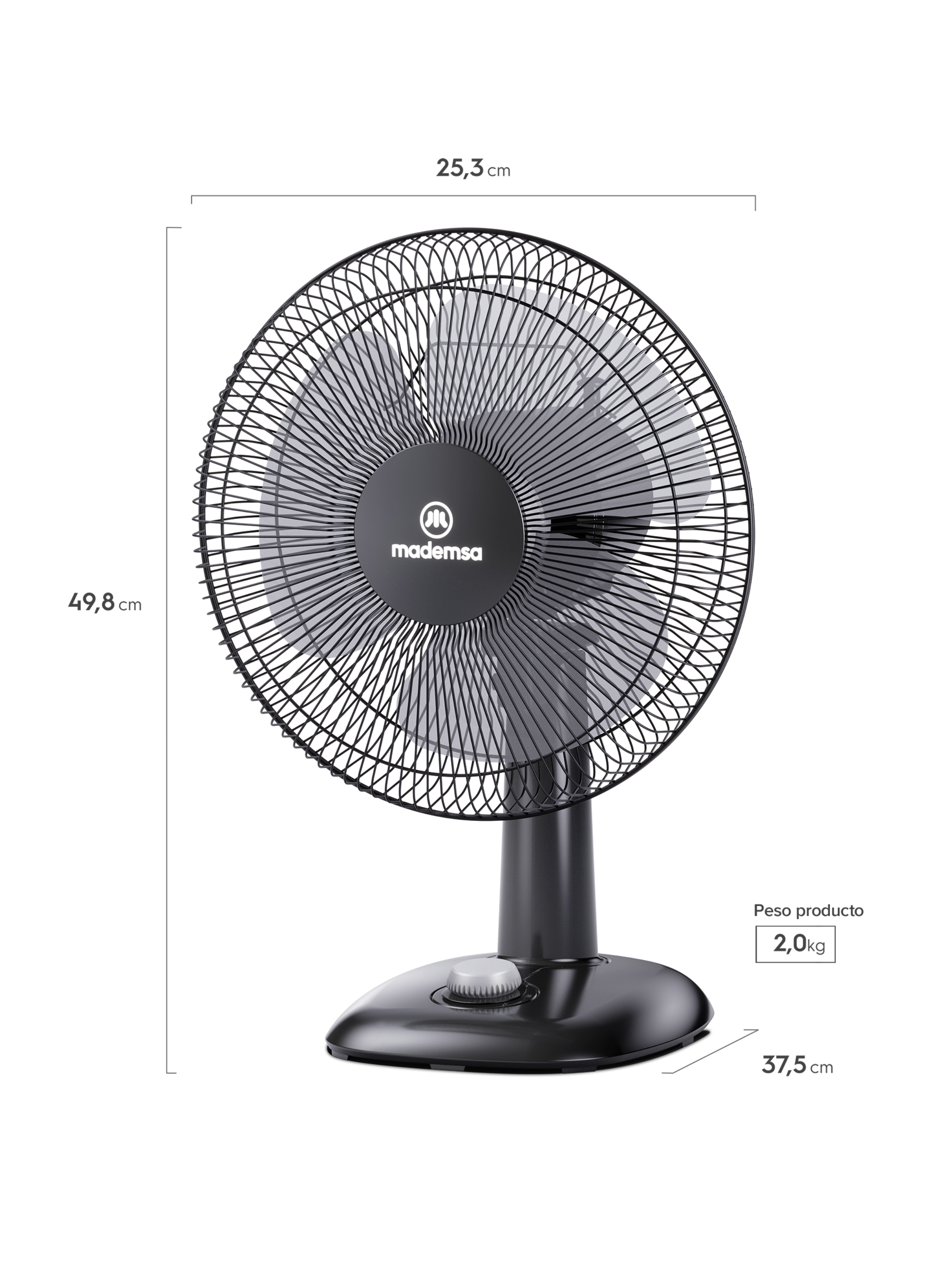 Ventilador Sobremesa Mademsa 40W 3 Velocidades 30,5 cm DFM12-1