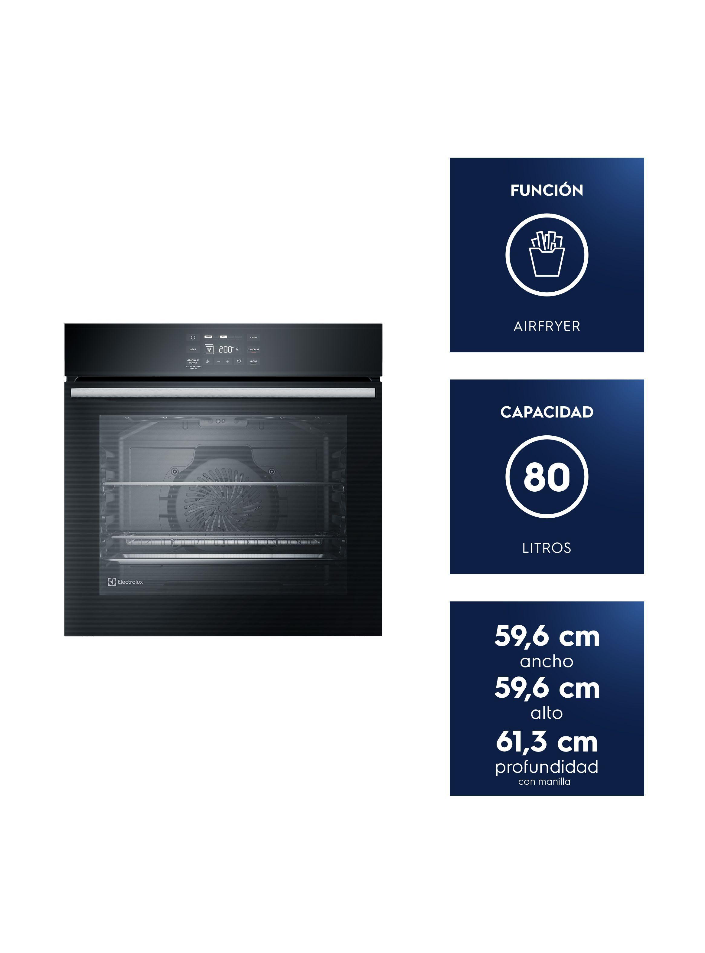 Horno Empotrable Eléctrico Electrolux 80L Air Fryer, PerfectCook360 y Panel Touch OE8EA-2