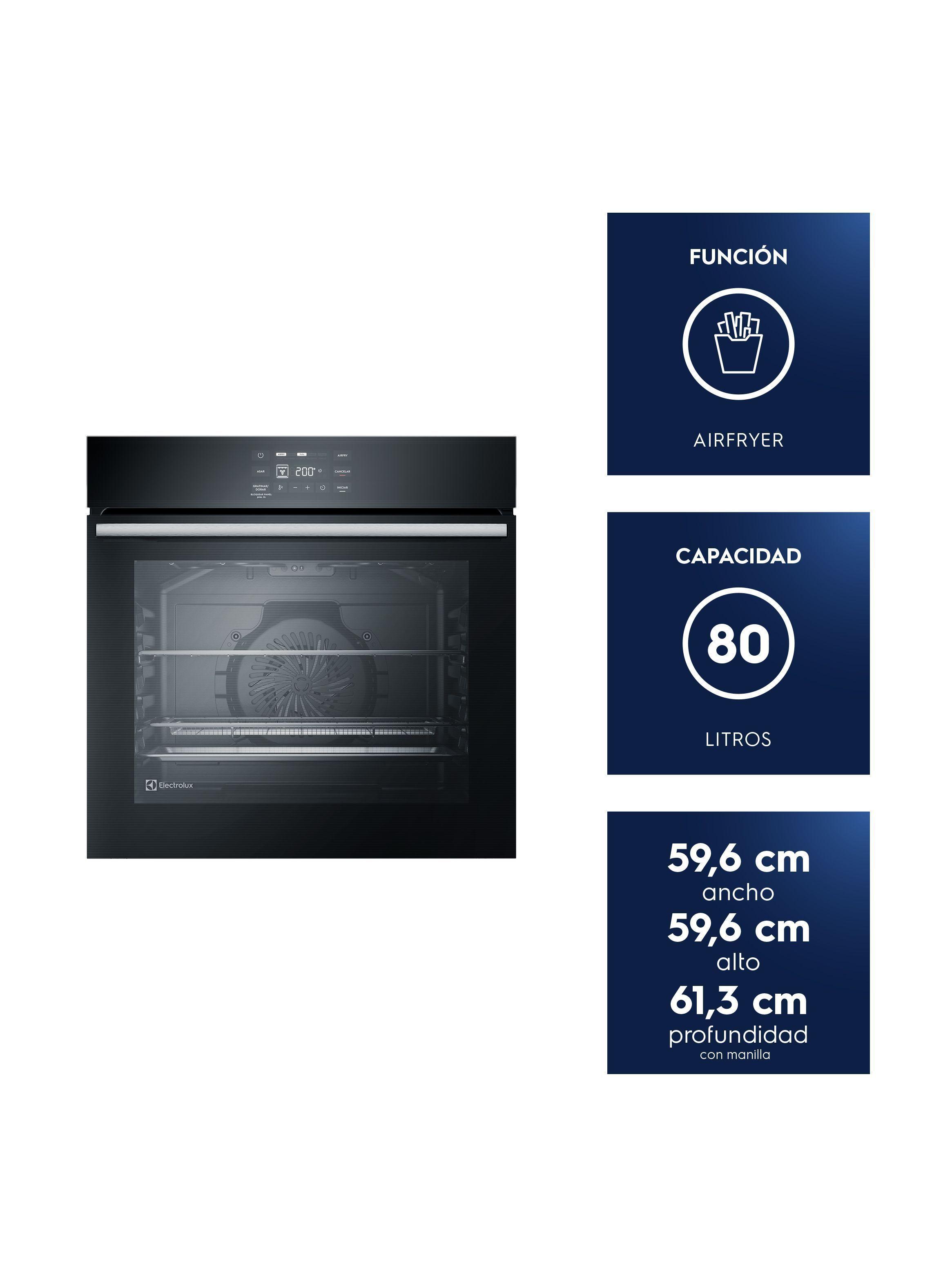 Horno Empotrable Eléctrico Electrolux 80L Air Fryer, PerfectCook360 y Panel Touch OE8EA-2