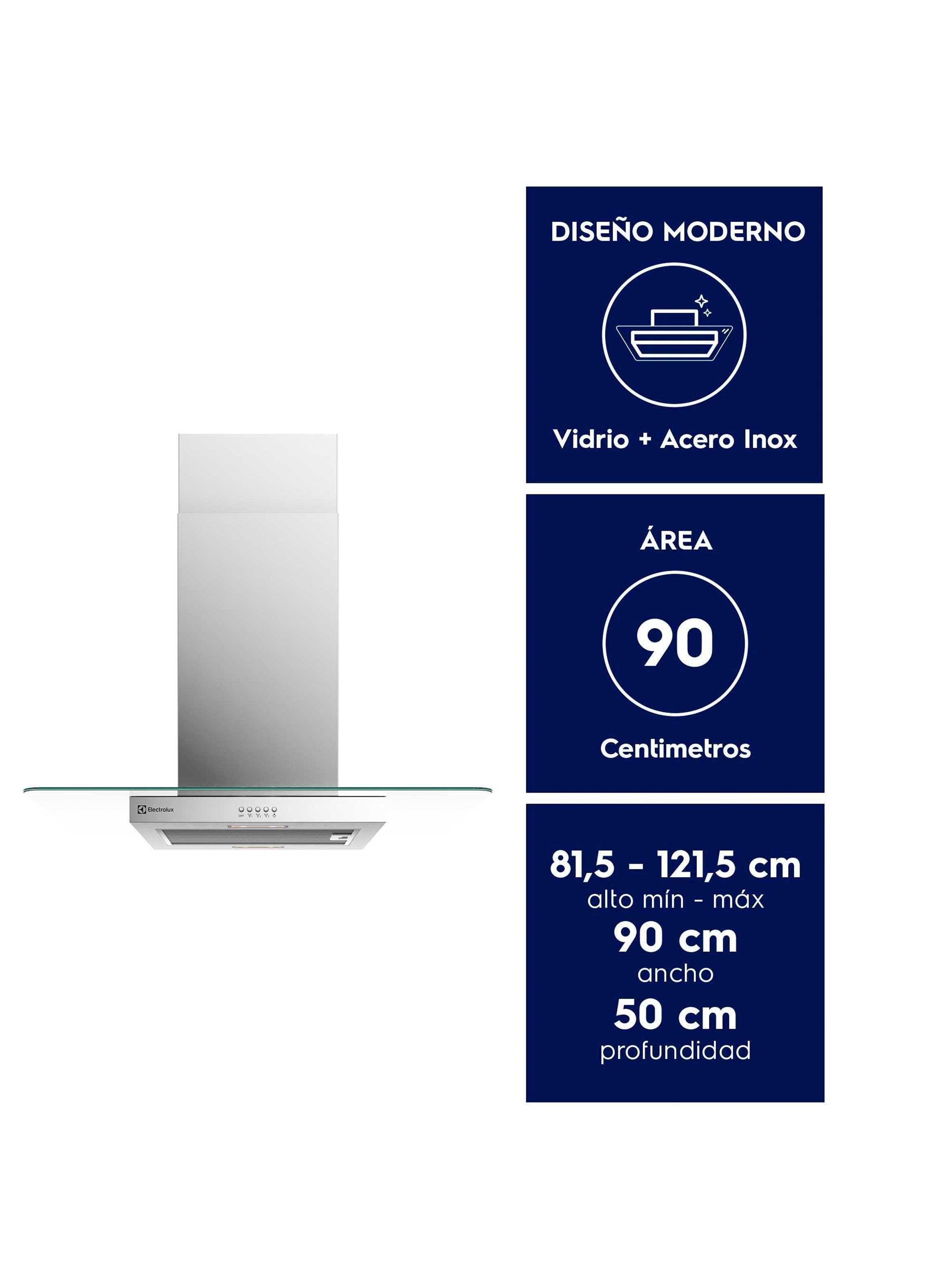 Campana Cocina Isla Decorativa 90cm Luz LED CE9IX Inox -2