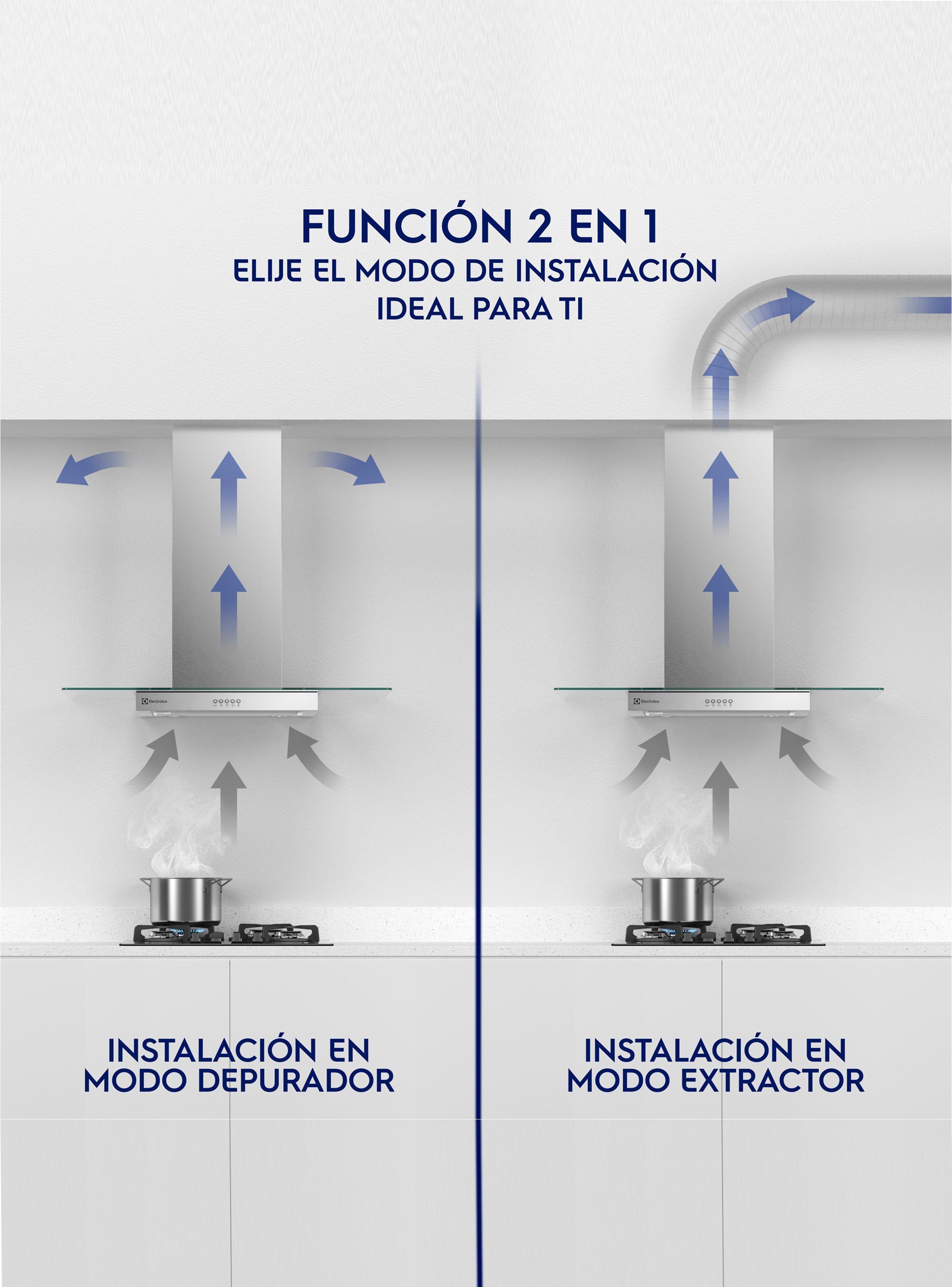 Campana Cocina Isla Decorativa 90cm Luz LED CE9IX Inox -5