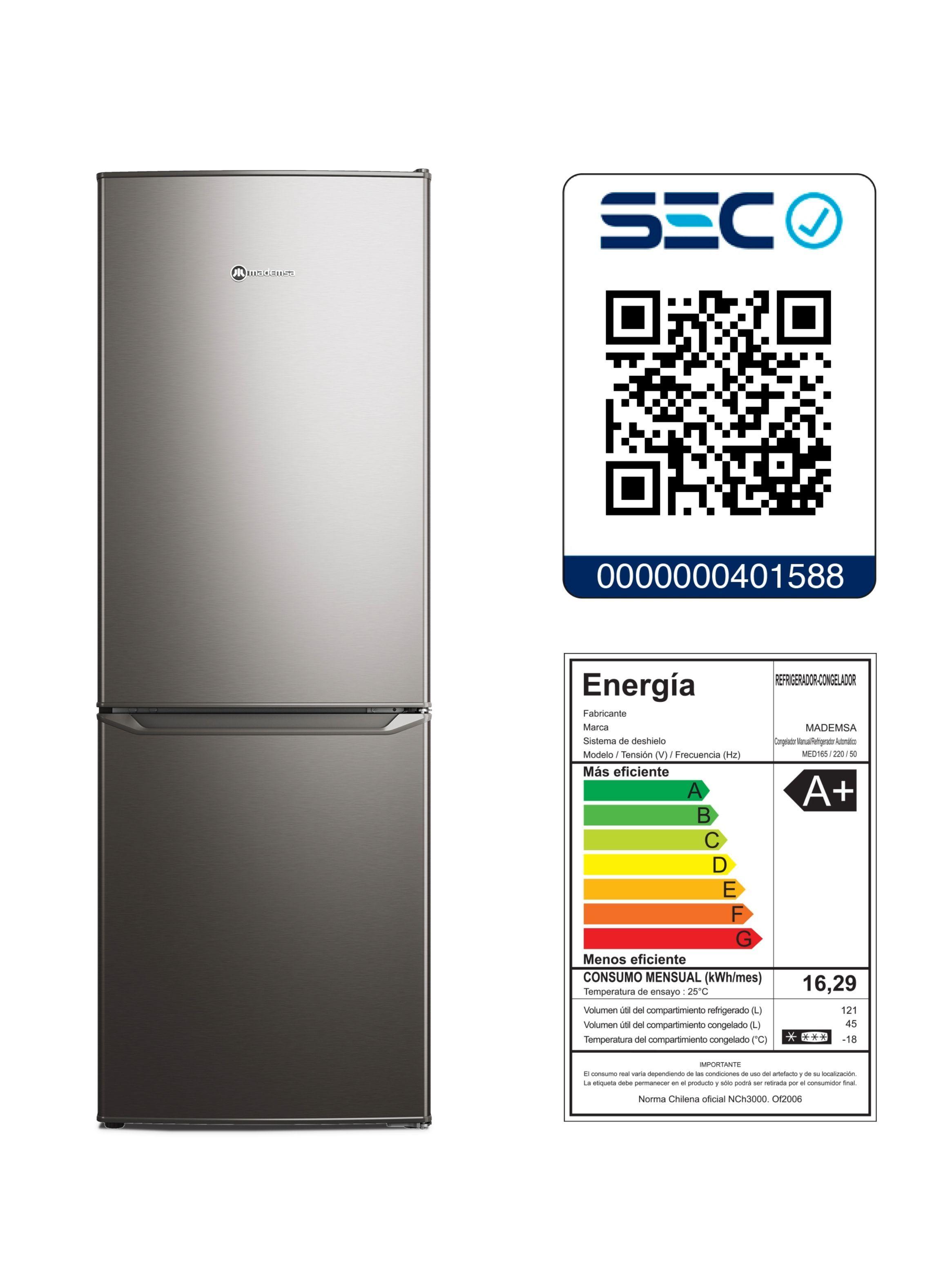 Refrigerador Mademsa 166L Frío Directo Bottom Freezer MED165-5