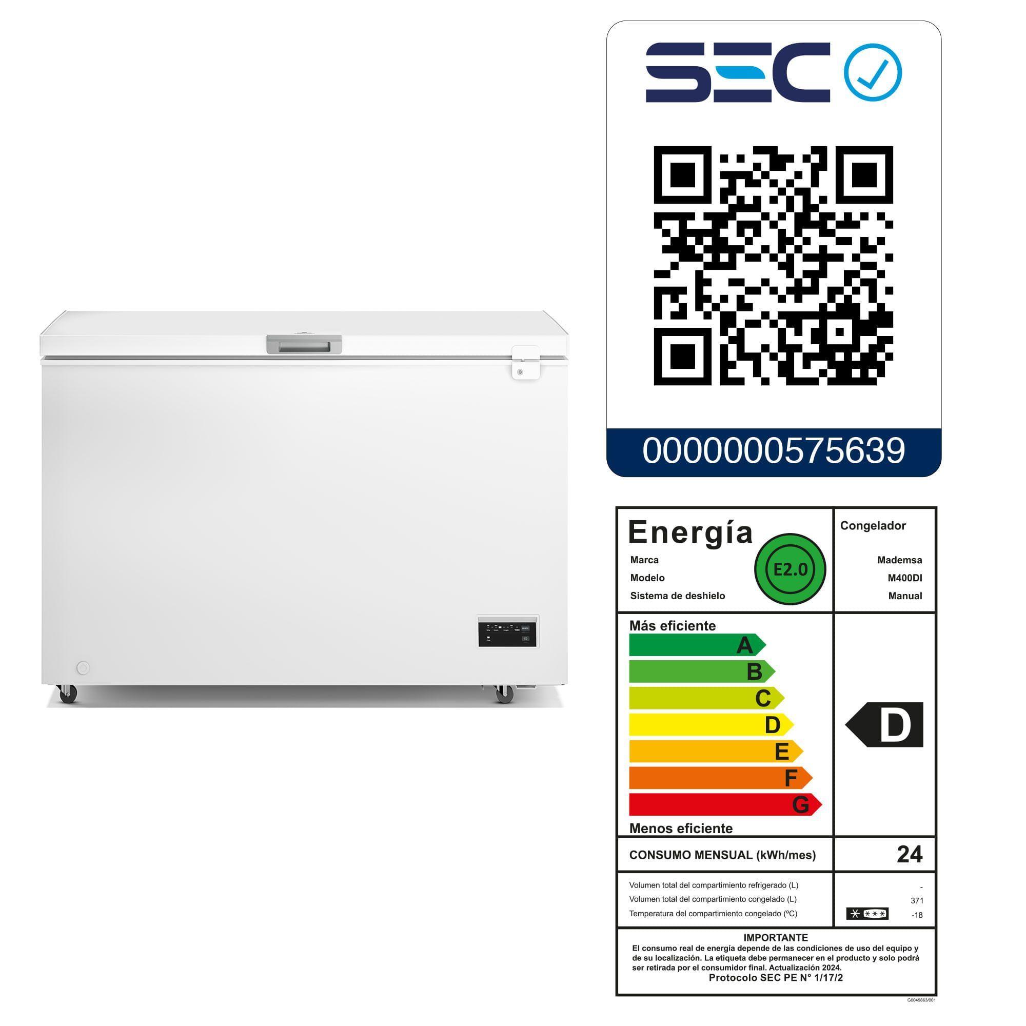 Congelador Freezer Horizontal Dual 371L Inverter Frío Directo M400DI-7